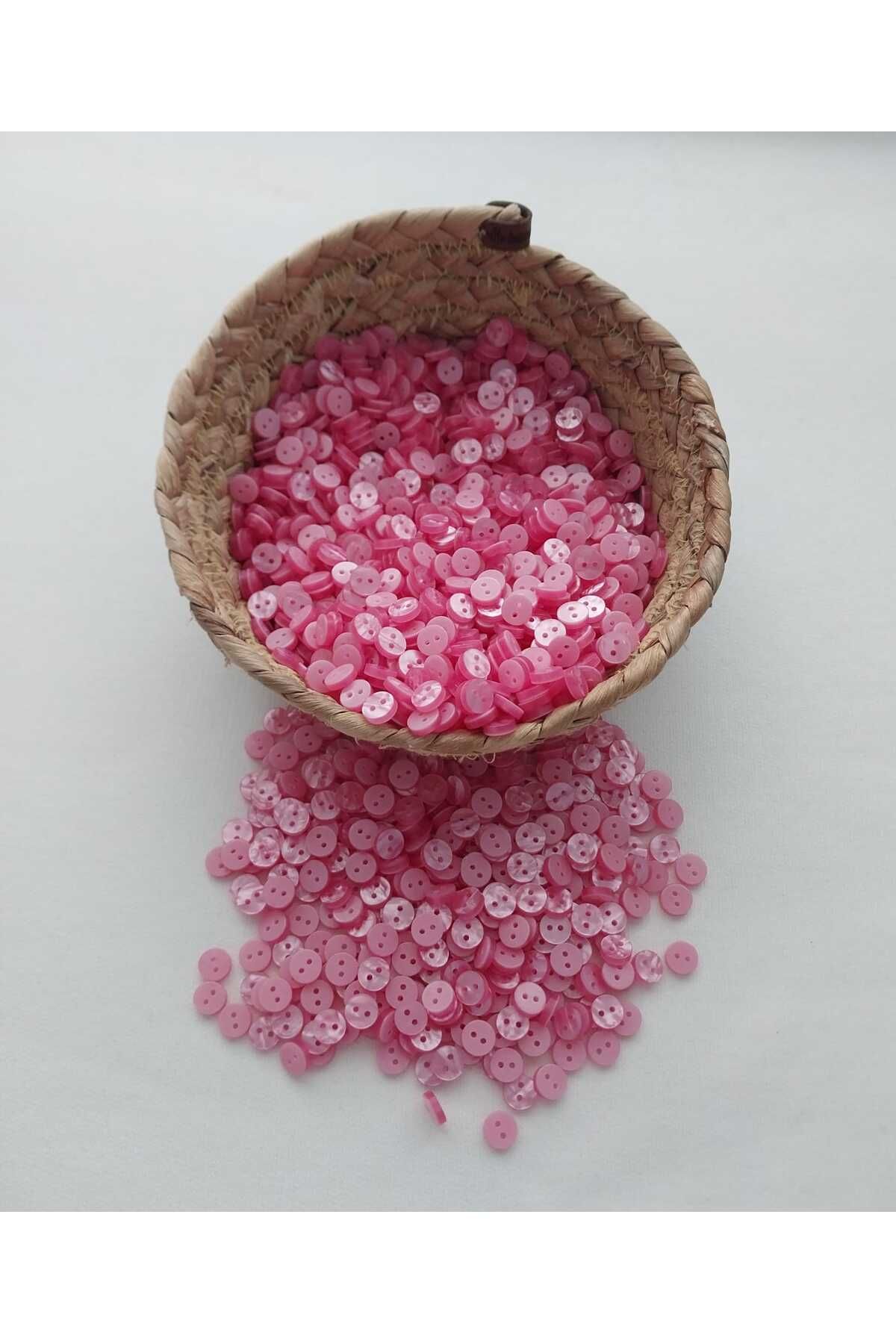 Tasarım Pembe Renk 8 mm çapında Polyester Düğme 50 Adet