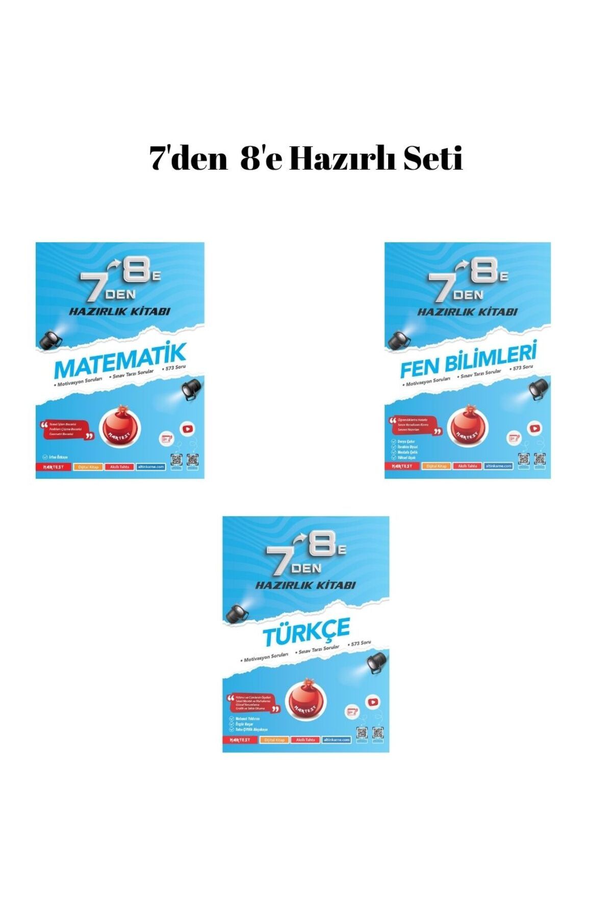 Nartest Yayınları Nartest 7' den 8 ' e Hazırlık Seti Türkçe Matematik Fen bilimleri Set
