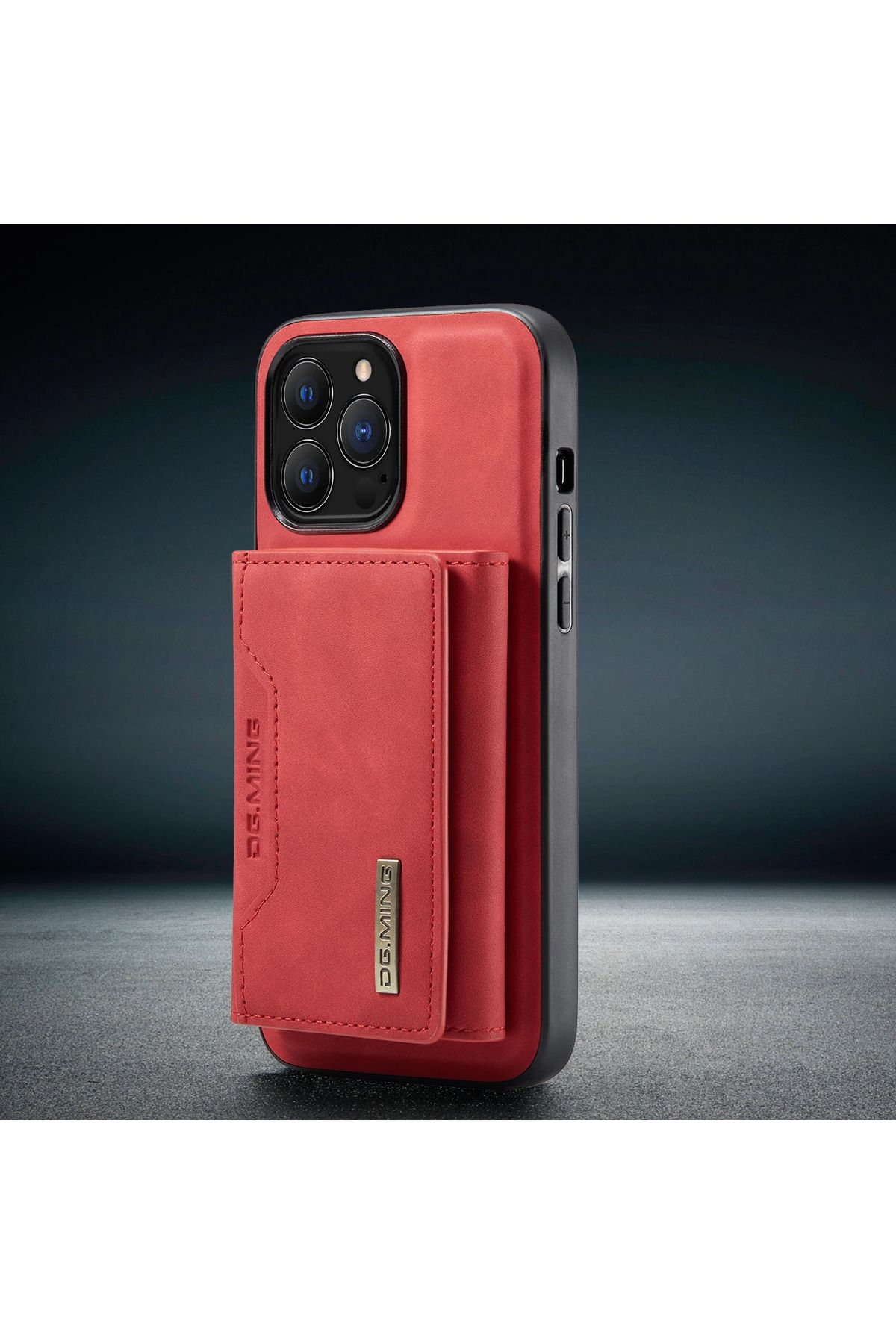 madamcase İPHONE 14 PRO MAX KIRMIZI DERİ CÜZDANLI KARTLIKLI MAGSAFE TELEFON KILIFI