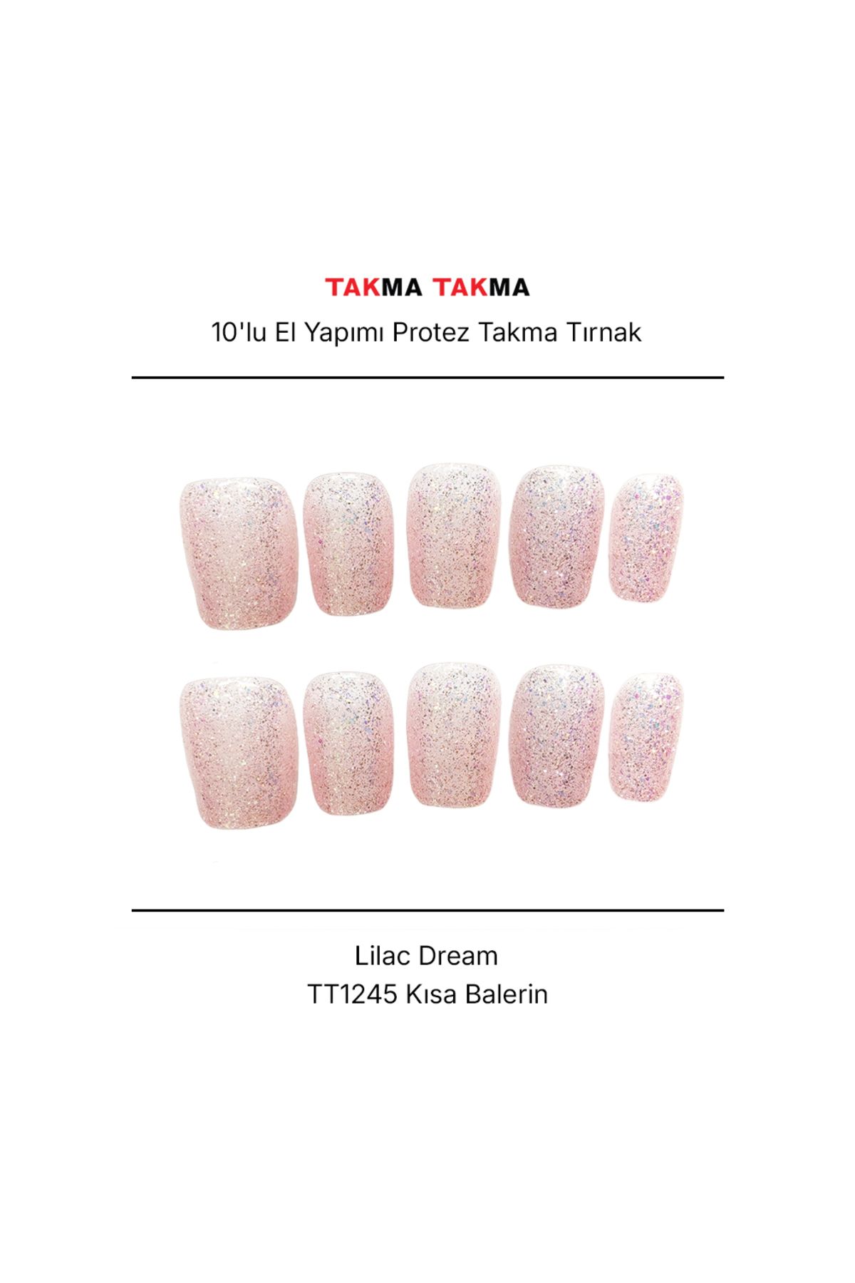 Takma Takma Tekrar Kullanılabilir El Yapımı Protez Takma Tırnak TT1245 - Lilac Dream - 10'lu M-Mor