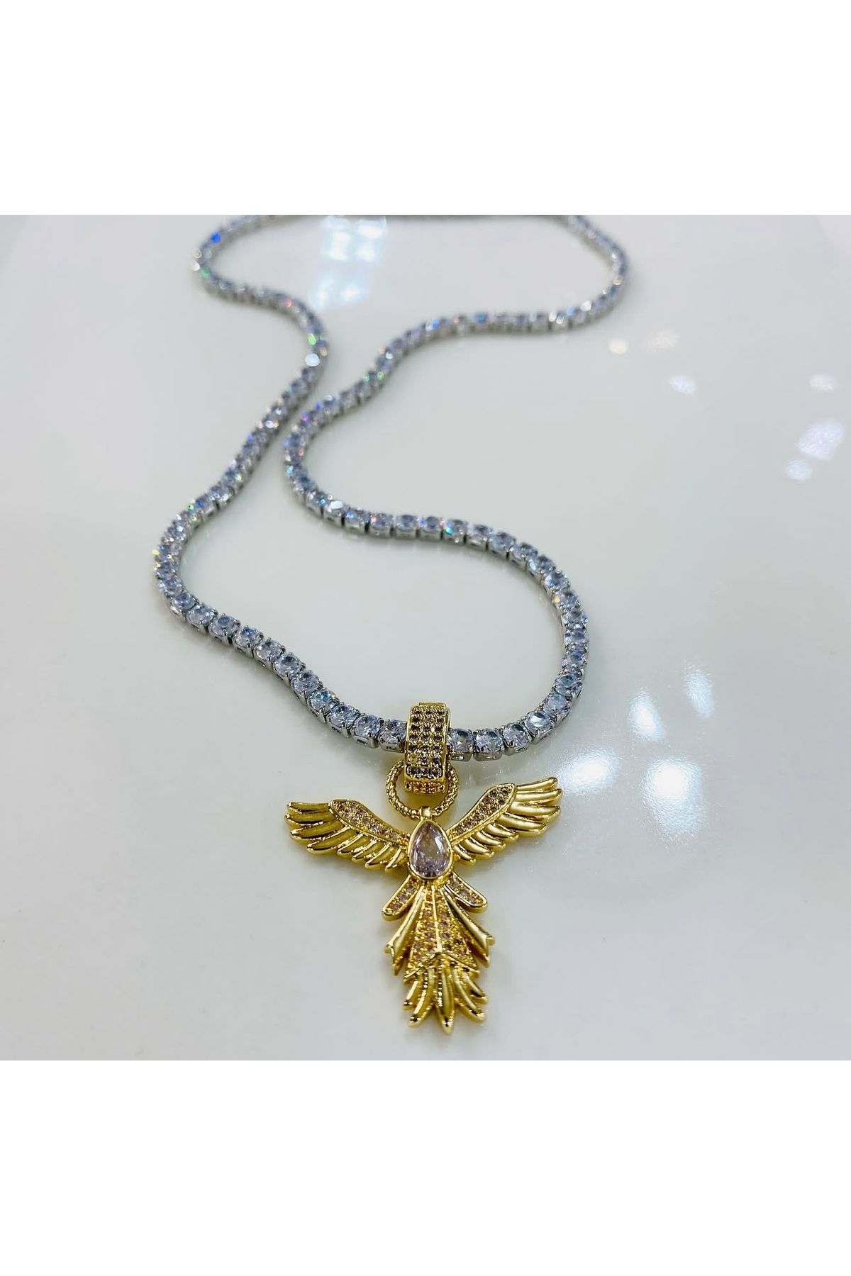 shop Çelik su yolu Çelik altın çarmlı kolye