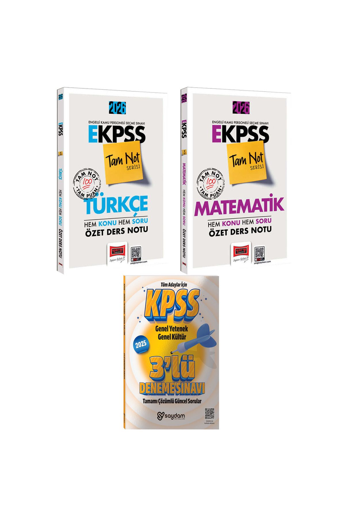 Yargı Yayınları 2026 E-KPSS Tam Not Serisi Türkçe ve Matematik Özet Ders Notu-Hem Konu Hem Soru-Çözümlü 3 Deneme