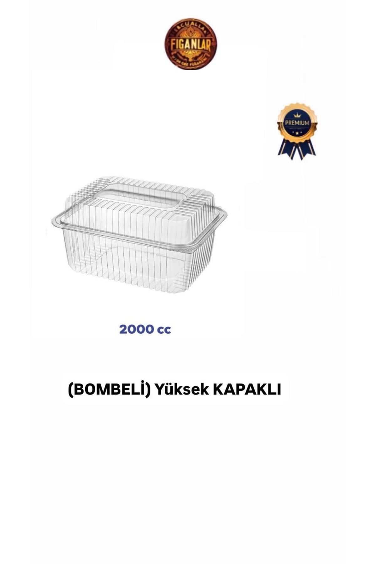 figanlar ambalaj BOMBELİ Kapaklı 2000cc Yüksek Kapak Sızdırmaz Plastik Kap 100 Adet