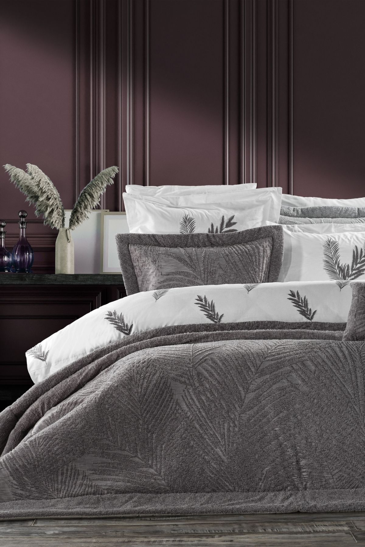 ZEBRACASA-Palmira Bed Set / Anthracite 1