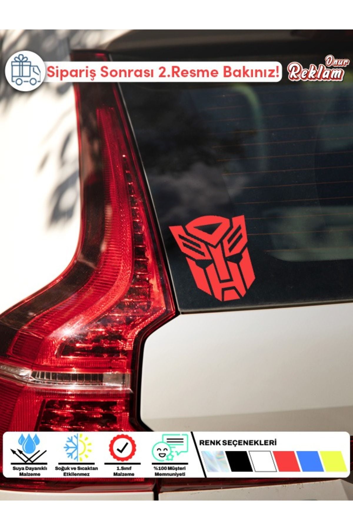 Onur Reklam Transformers Autobot Logolu Araç Sticker – 15x22 cm, Suya Dayanıklı
