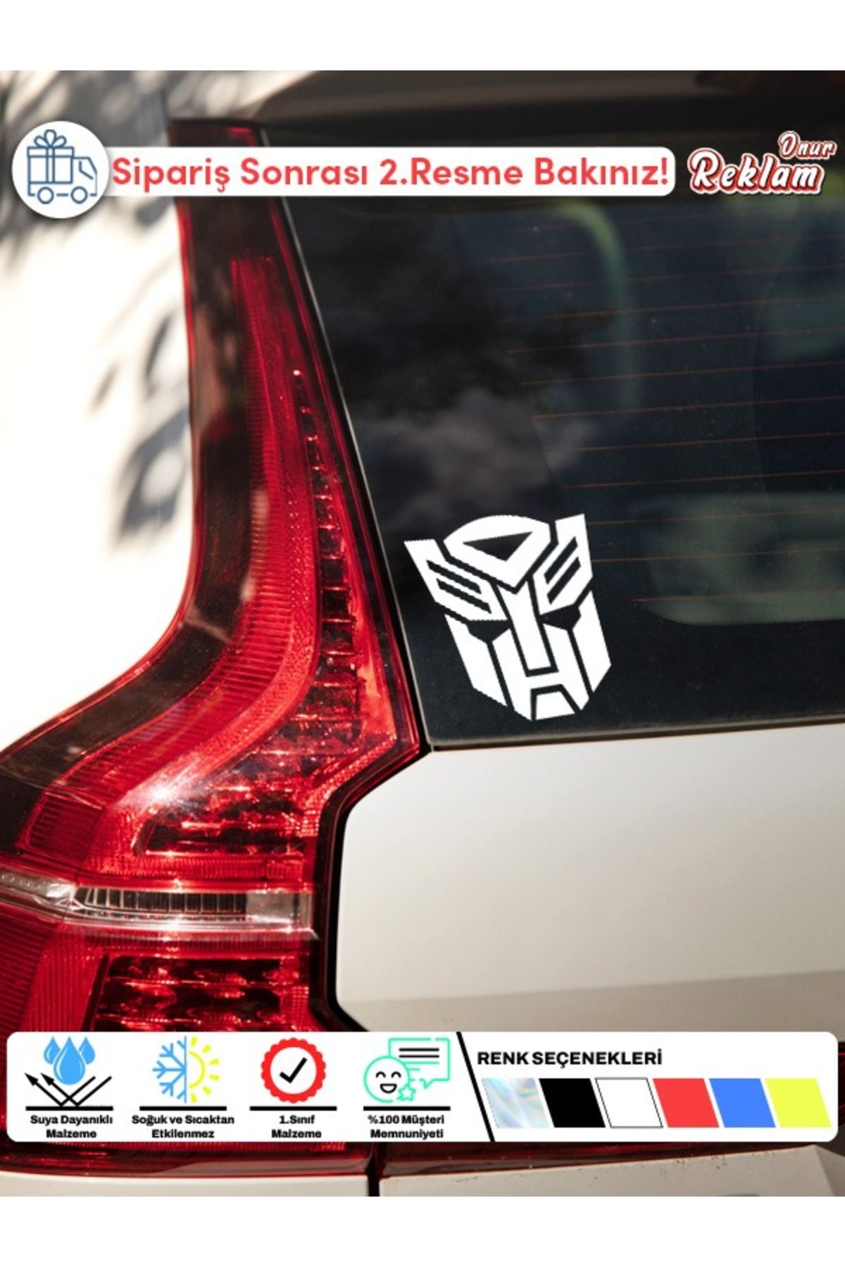 Onur Reklam Transformers Autobot Logolu Araç Sticker – 15x22 cm, Suya Dayanıklı