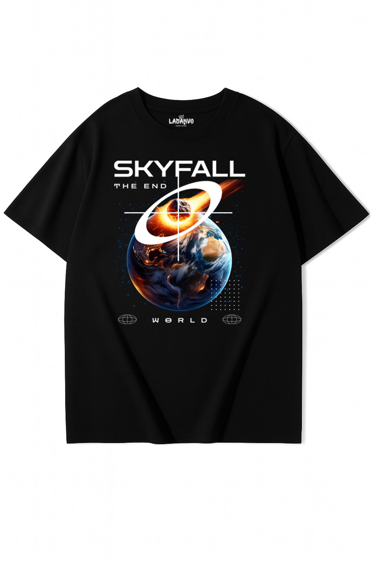 Lasanvo Unisex Oversize Skyfall Dünya Temalı Uzay Tasarımlı T-shirt
