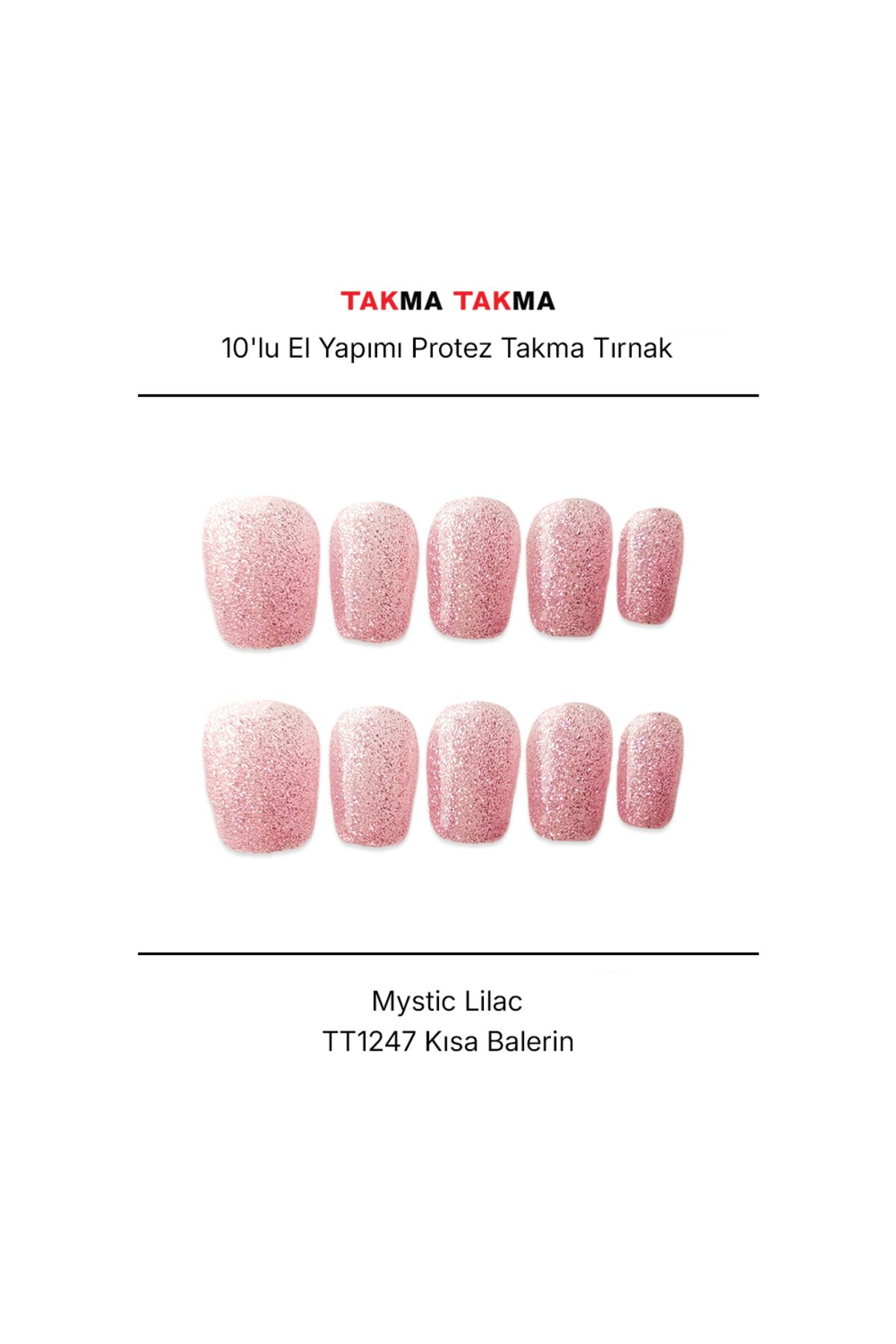 Takma Takma Tekrar Kullanılabilir El Yapımı Protez Takma Tırnak TT1247 - Mystic Lilac - 10'lu M-Mor