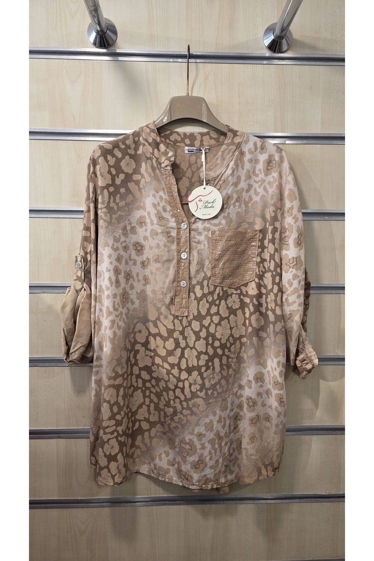 Park Moda İtalyan Gömlek Batik Desen Pul Detaylı