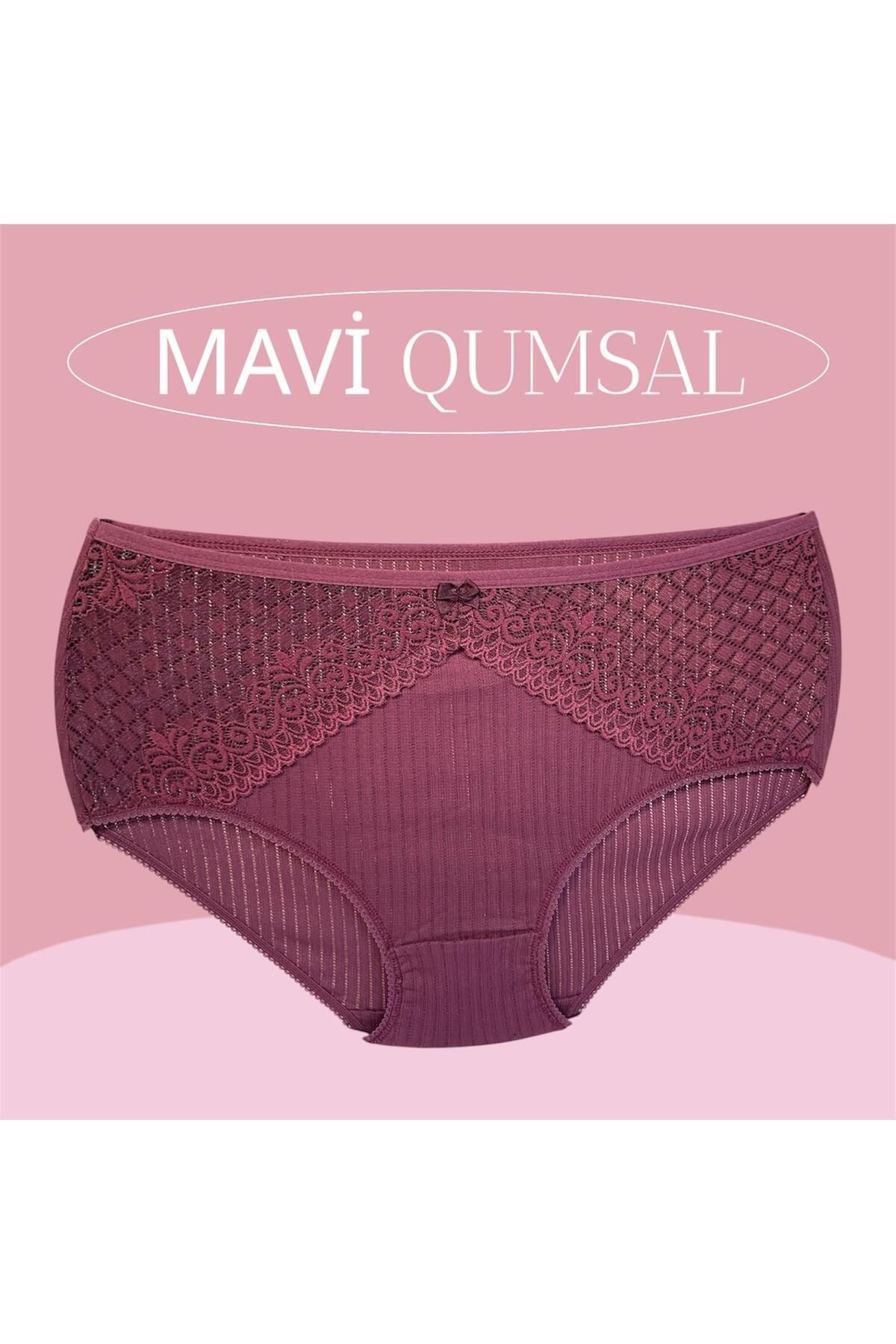 MAVİ QUMSAL Bordo Dantel Detaylı Pamuk Slip Külot