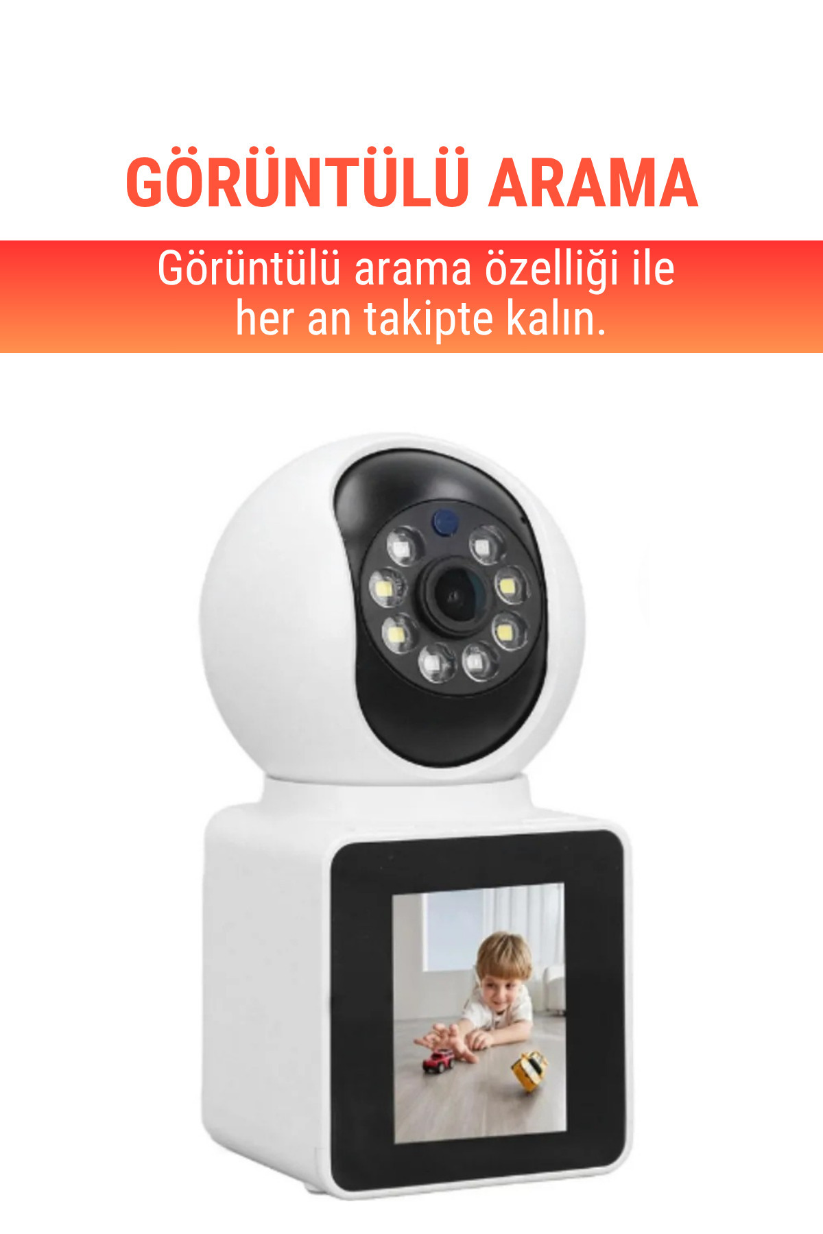 WUNİT Smart Camera WİFİ Monitörlü Full Hd 360° Akıllı Güvenlik Kamerası Ev, Bahçe, Bebek Odası fotoğrafı 3 (önizleme)