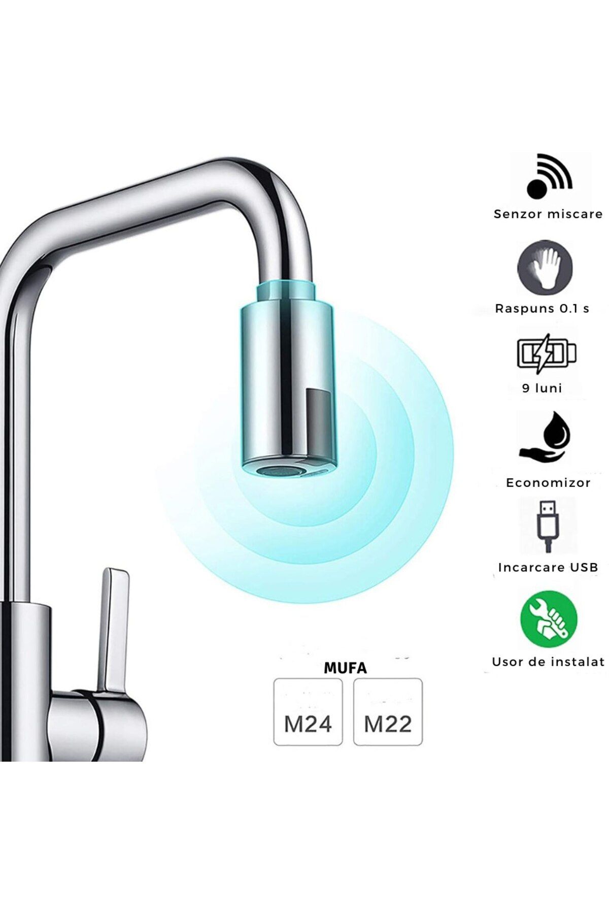 divendi-ro-Valve head with motion sensor and economizer and aerator function, reaction time 0.1 seconds 3