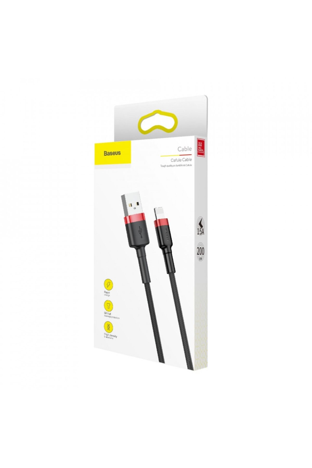 Baseus-USB to Lightning Data Cable, 1.5A, 2m, Cables (CALKLF-C19) - Red Black 7