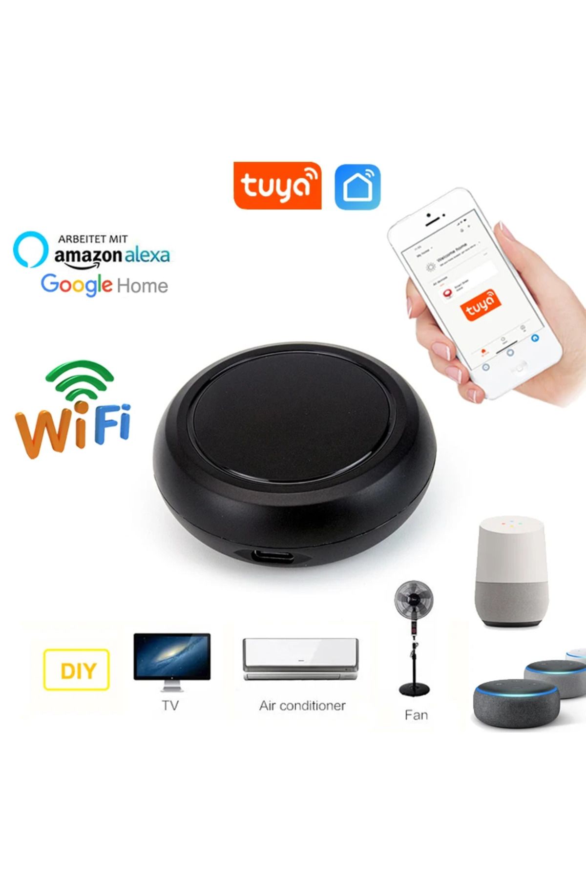 GÜMRÜK BEY UFO-R1 Tuya Destekli Akıllı Sistem WİFİ IR APP Uygulama Kontrollü Evrensel Kumanda Cihazı