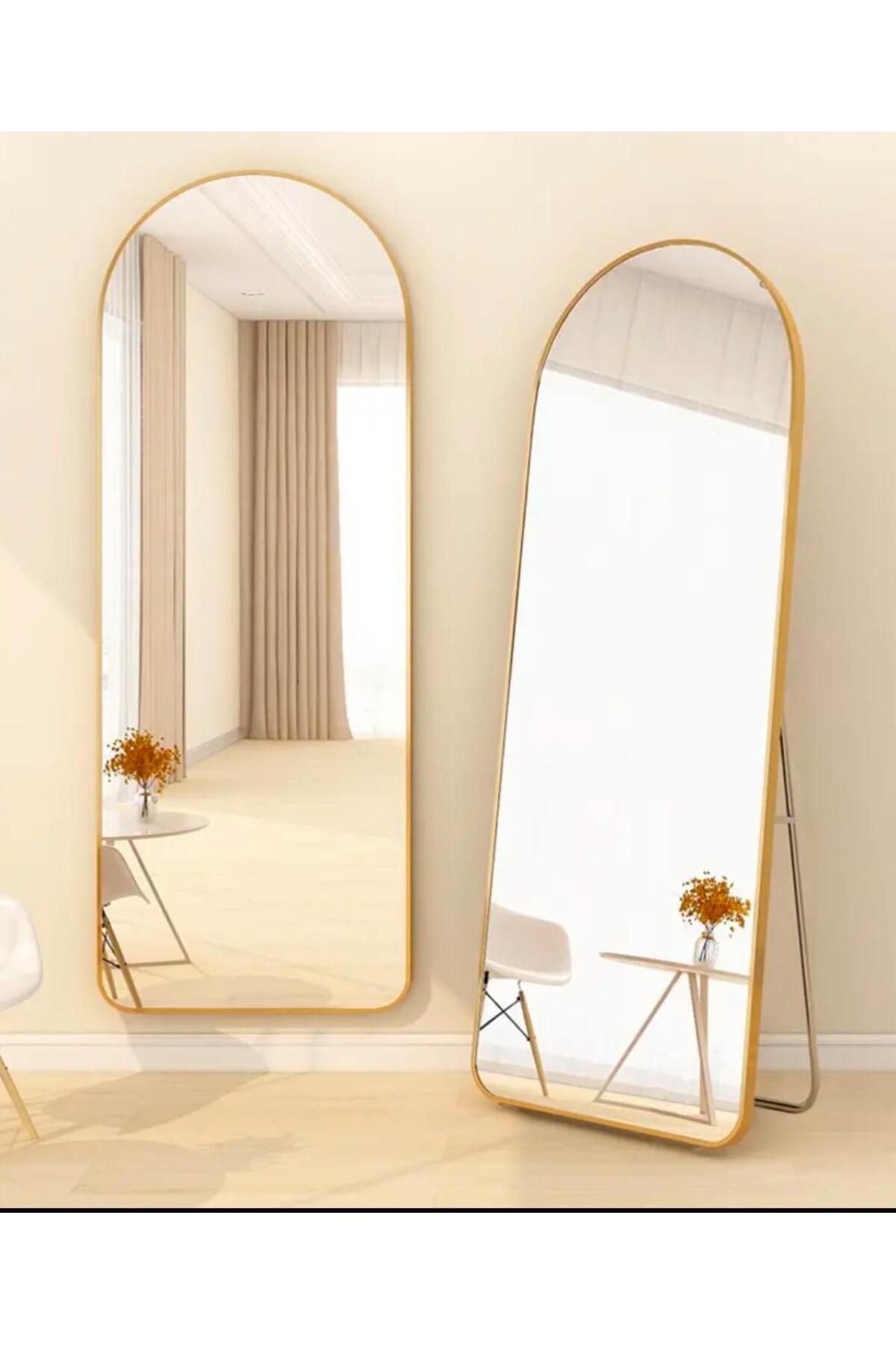 Myplas Gold Metal Çerçeveli Oval Ayaklı Boy Aynası 47 x 157