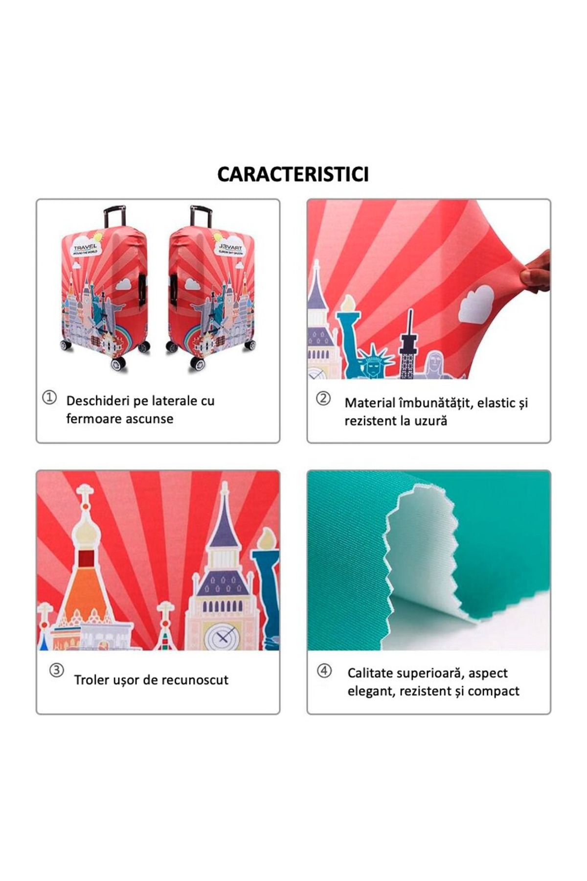 TYBO-Trolley protective cover, made of polyester, elastic, hidden zipper closure, size M 5