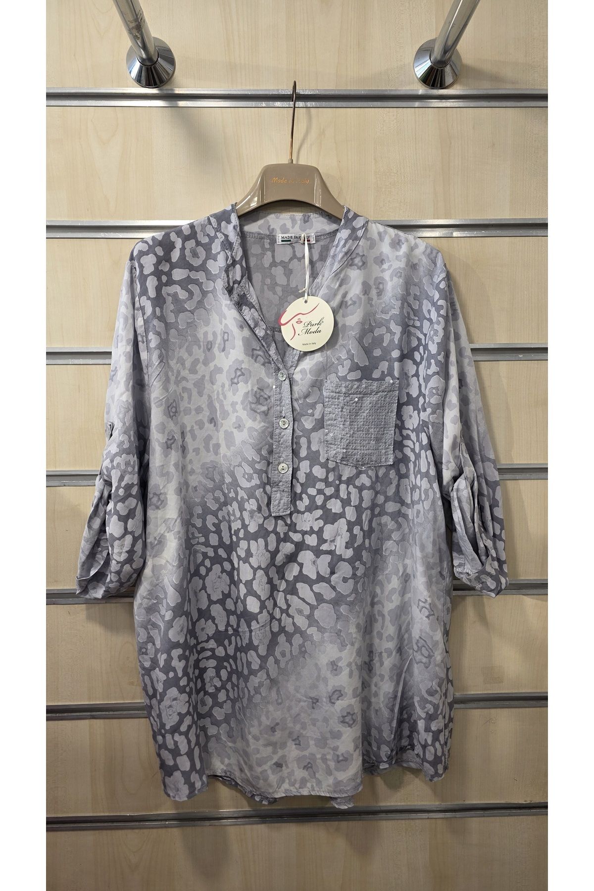 Park Moda İtalyan Gömlek Batik Desen Pul Detaylı
