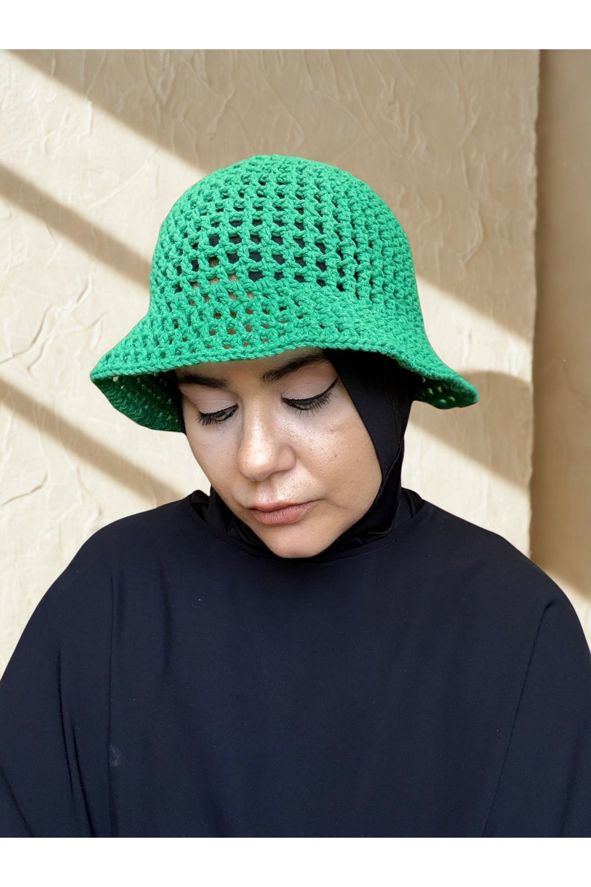 simarikcraft El Yapımı Yeşil Koton Makrome bucket Şapka – Hafif ve Nefes Alabilen Yazlık Tasarım