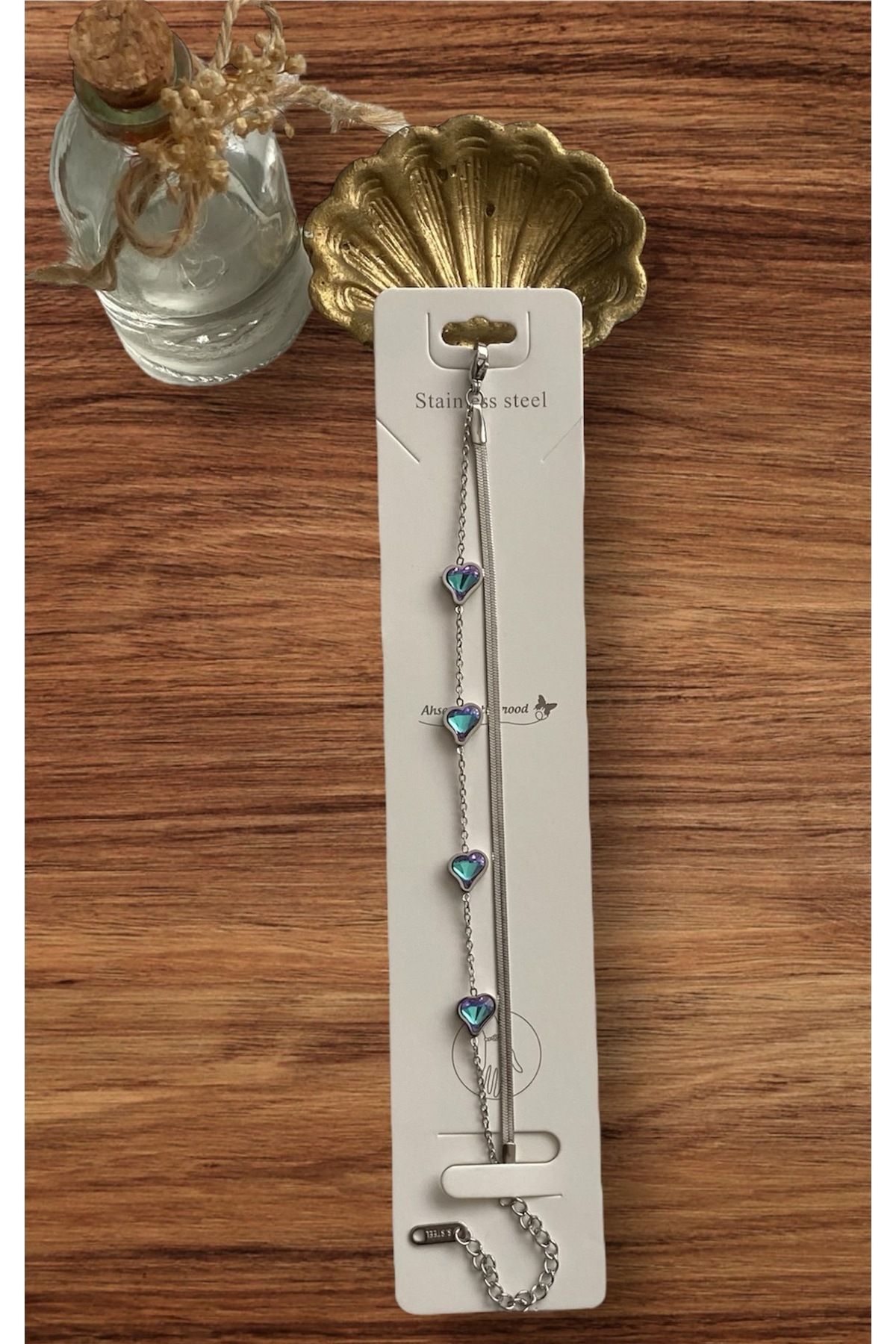 Style Accesories Gümüş Kalp Desenli Çelik Bileklik