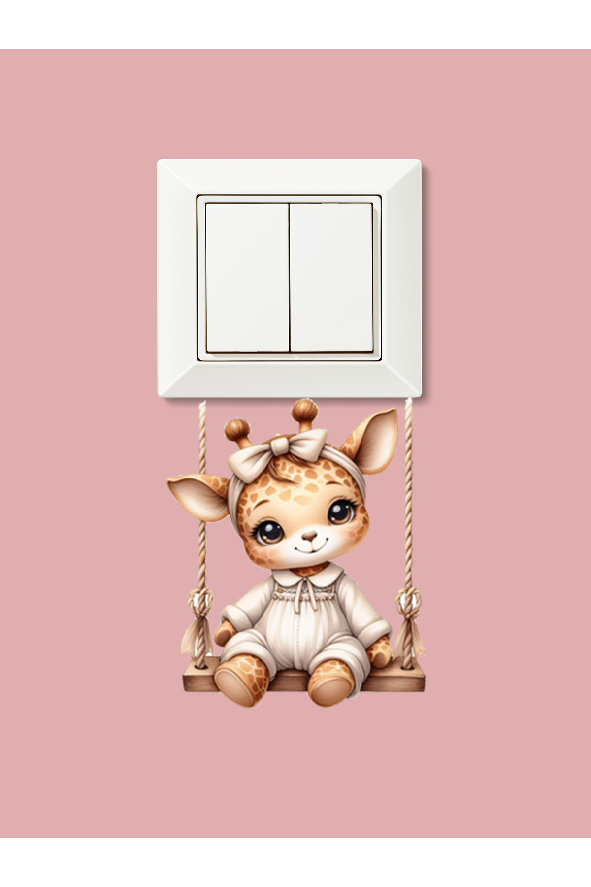 aiki Salıncakta Sallanan Bebek Zürafa, Piriz Üstü Süsleme, Sticker, 9x8cm fotoğrafı 4 (önizleme)