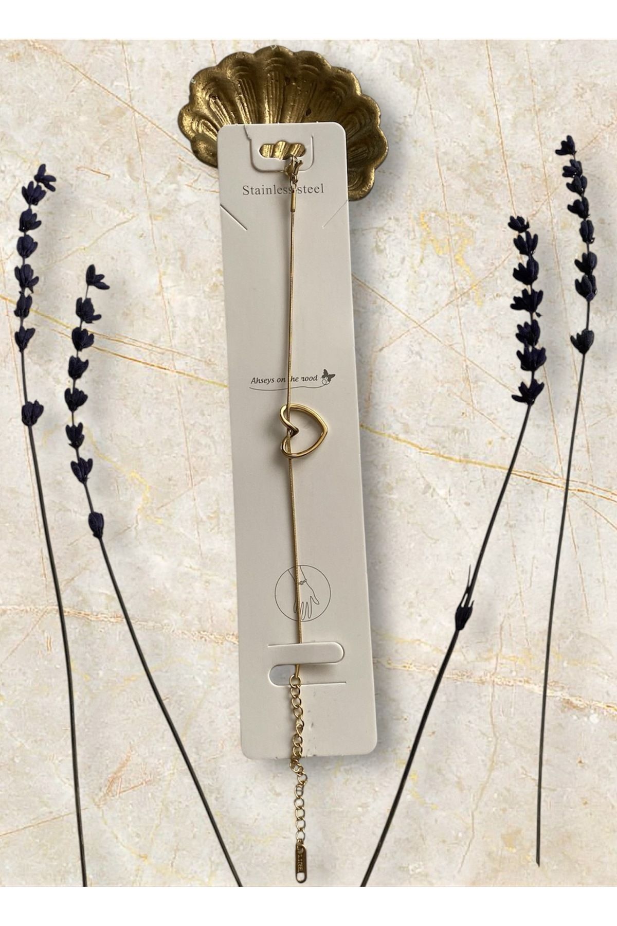 Style Accesories Gold Kalp Desenli Çelik Bileklik