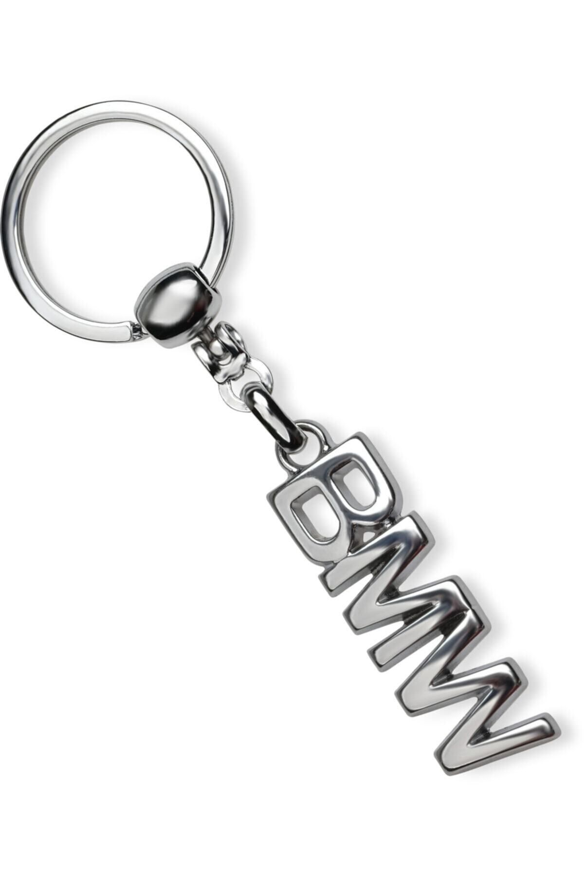 Store 1. Kalite - Bmw Yazı Logolu Metal Otomobil Anahtarlığı - Krom Kaplamalı