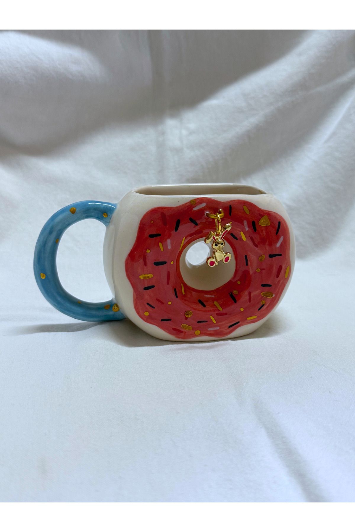 archeceramic Arche Ceramic El Yapmı Seramik Kupa - "Donut" - Yuvarlak Şekilli Kupa - 220 ml - Tekli
