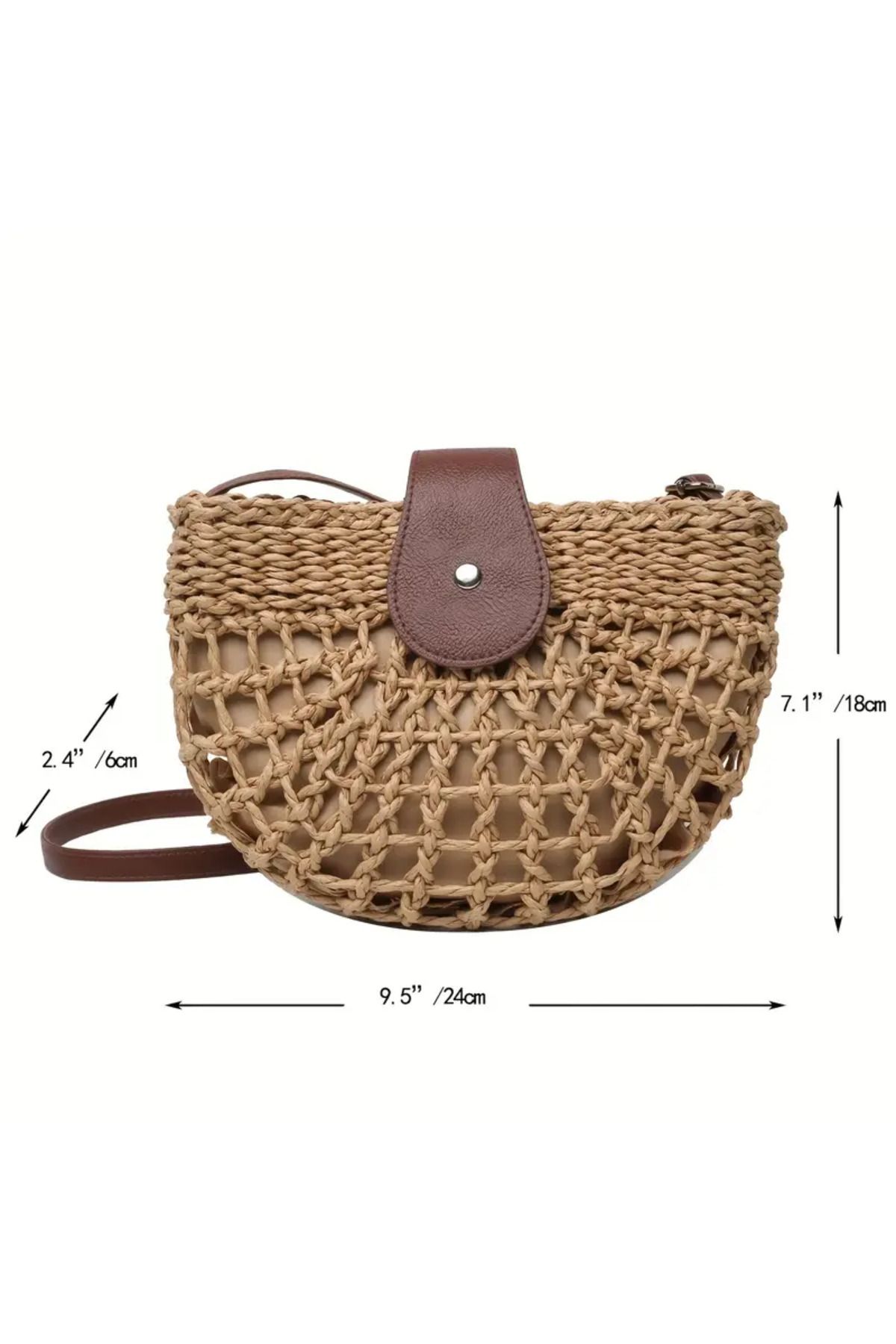 ELİŞİ MODA-Handmade Hand Knitted Paper String Straw Bag, Lined, Zippered and Top Closure Shoulder Bag with Strap 4