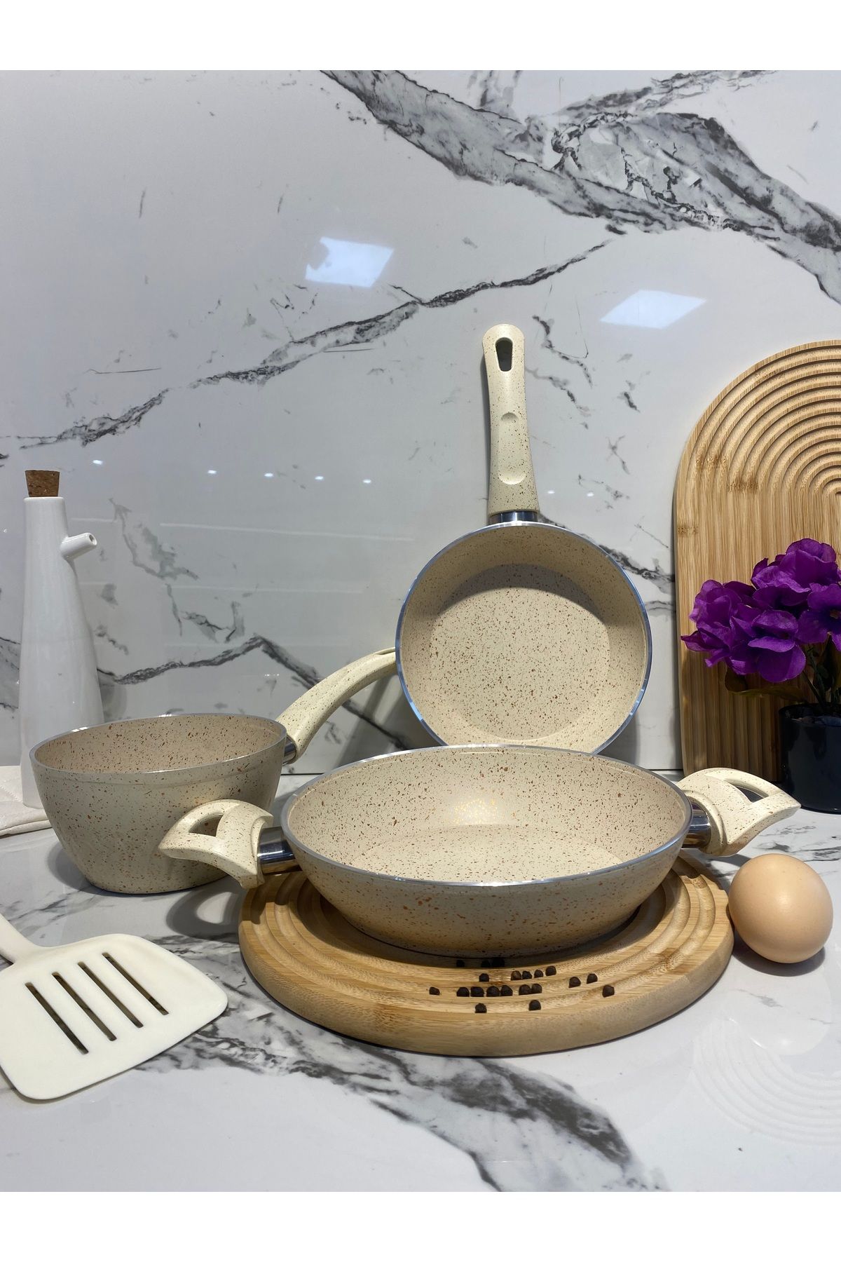 VERONIA 3'lü Granit Baby Set1-krem