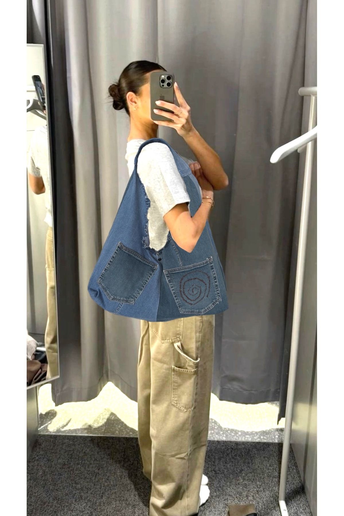Smonday Denim Boho Omuz Çantası