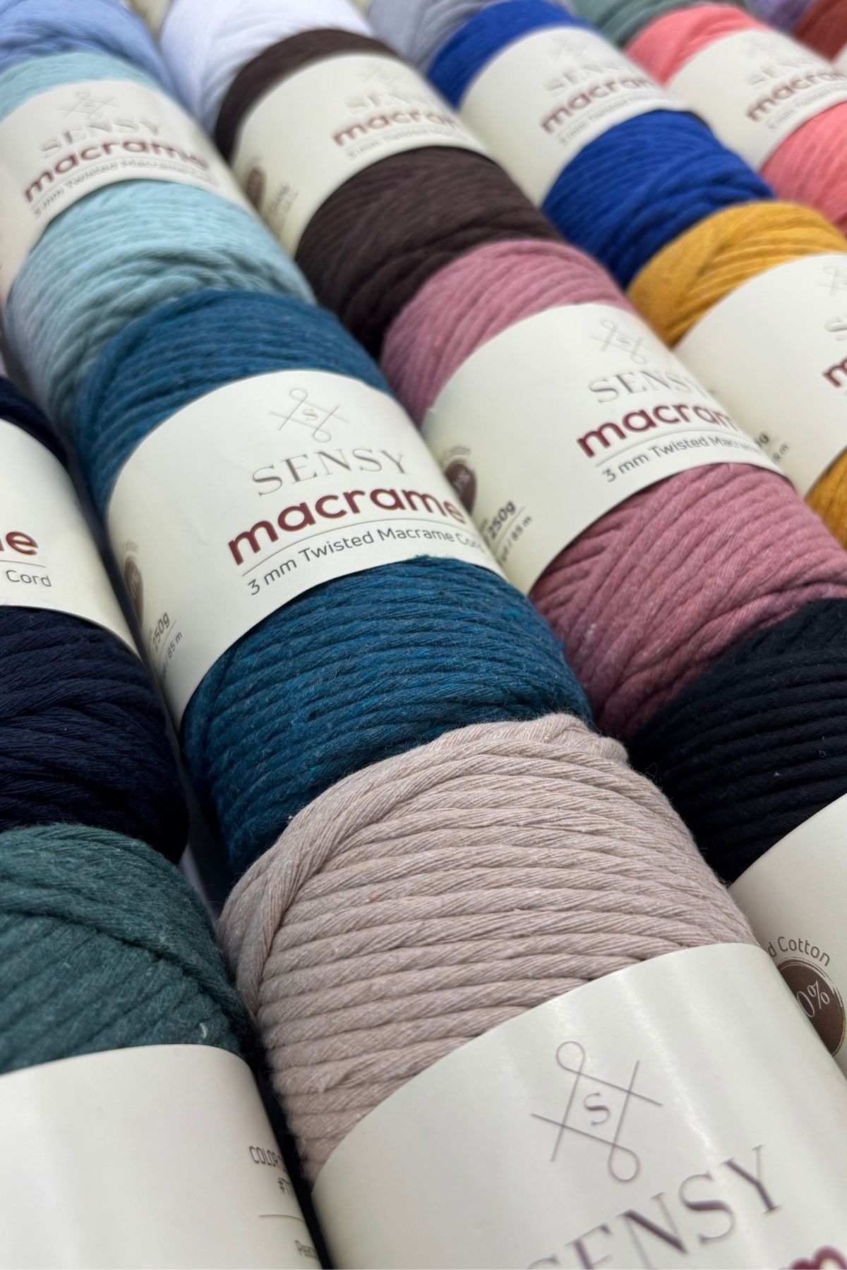 SENSY-Tarnishable Macrame Cord 3mm Tarnishable Cotton Macrame Cord Macrame Cord Natural White 3