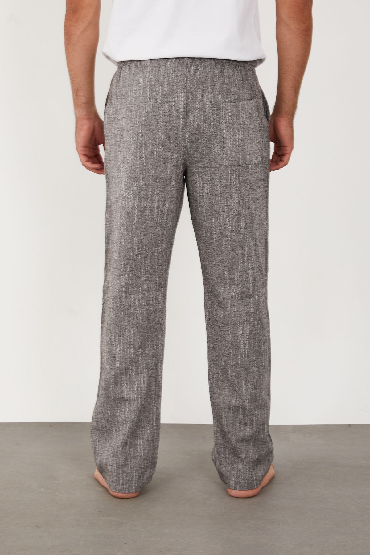 FRANKNESS JNS-Men's Linen Trousers Elastic Waist Baggy Relaxed Fit 4