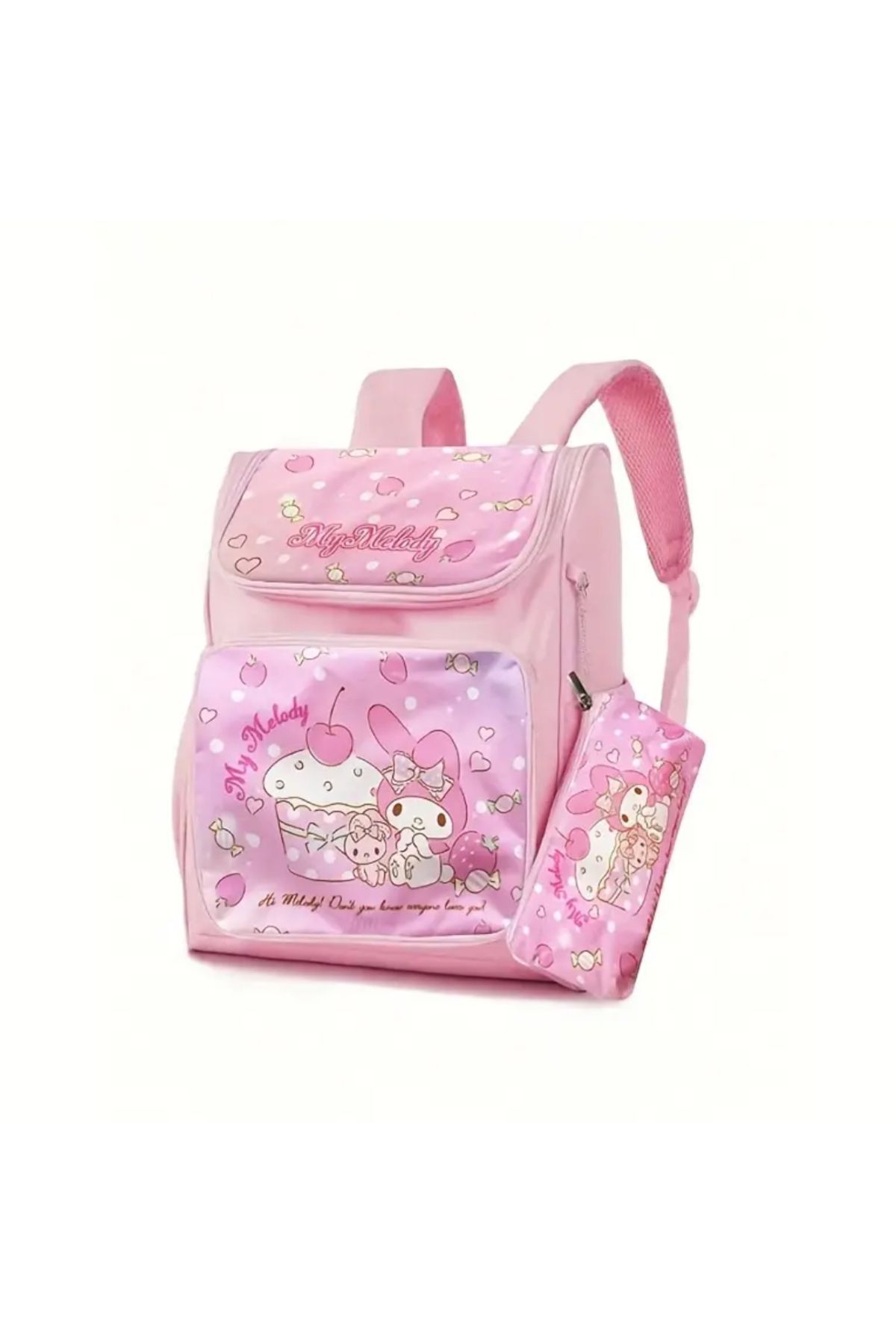 So Iconic Sanrio My Melody Karakterli Okul Çantası & Kalem Çantası / Orta Boy Pembe Renk Sırt Çantası