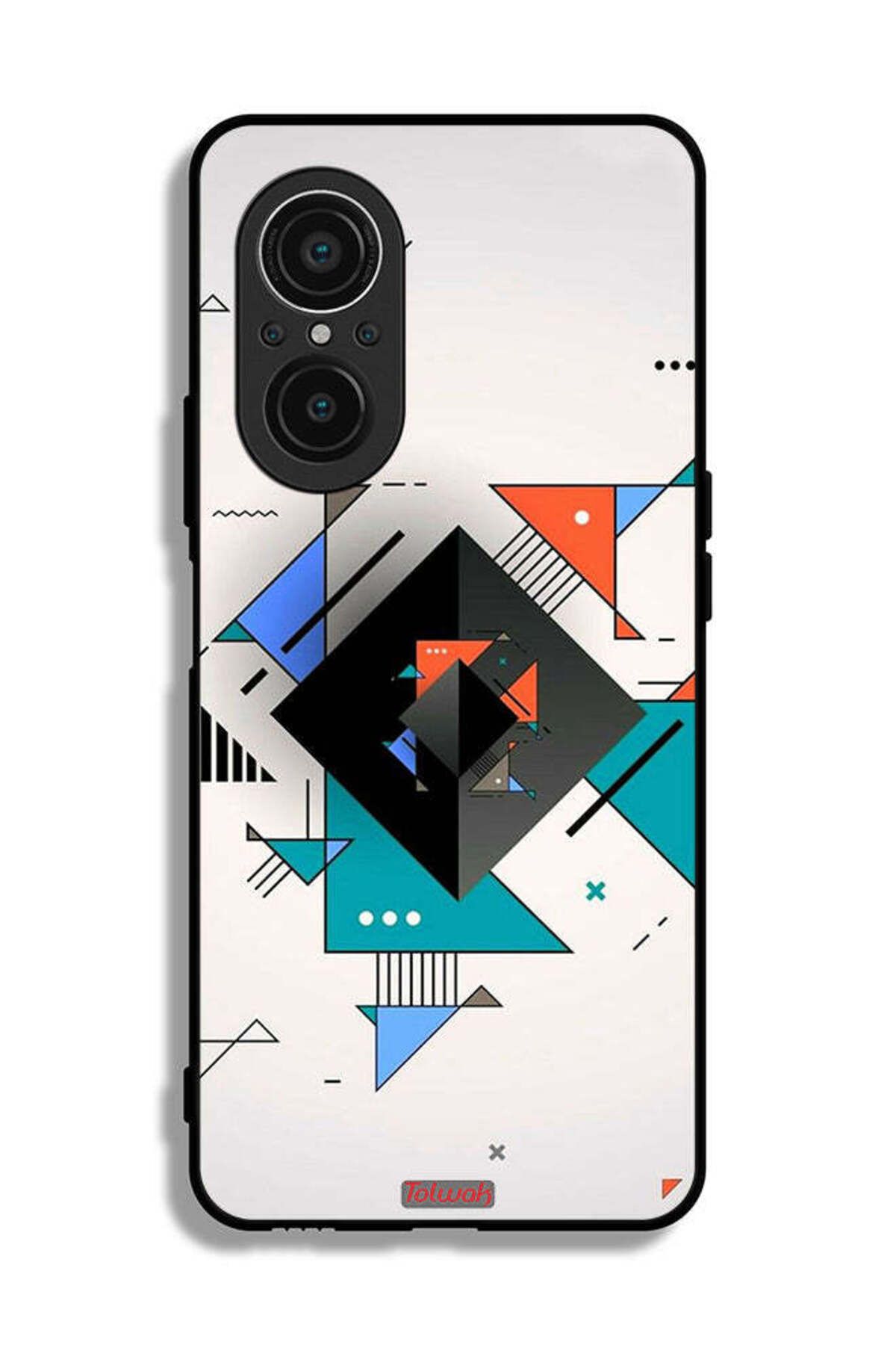 Tolwak-Huawei nova 9 SE Protective Case Cover Square And Triangle Shapes Abstract Pattern 2