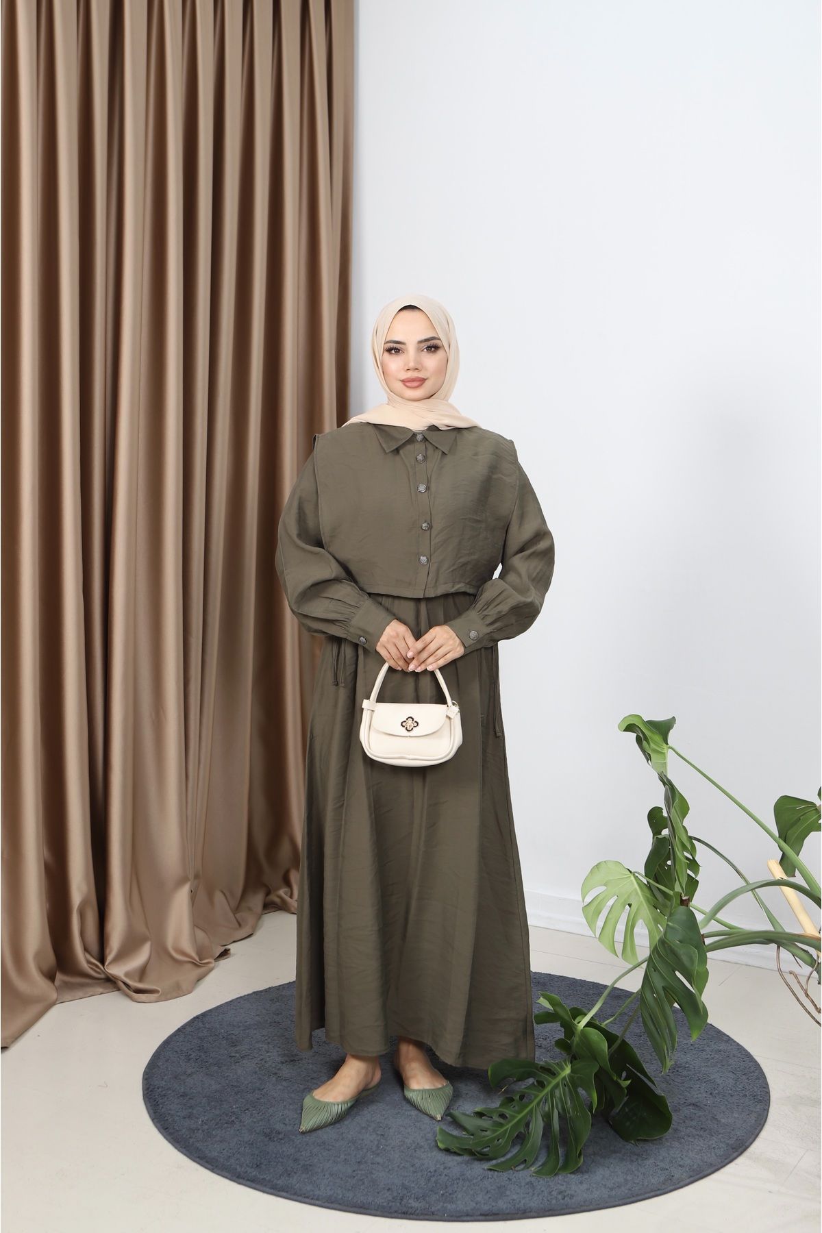 NİSUM MODA GÖMLEKLİ MODAL ELBİSE