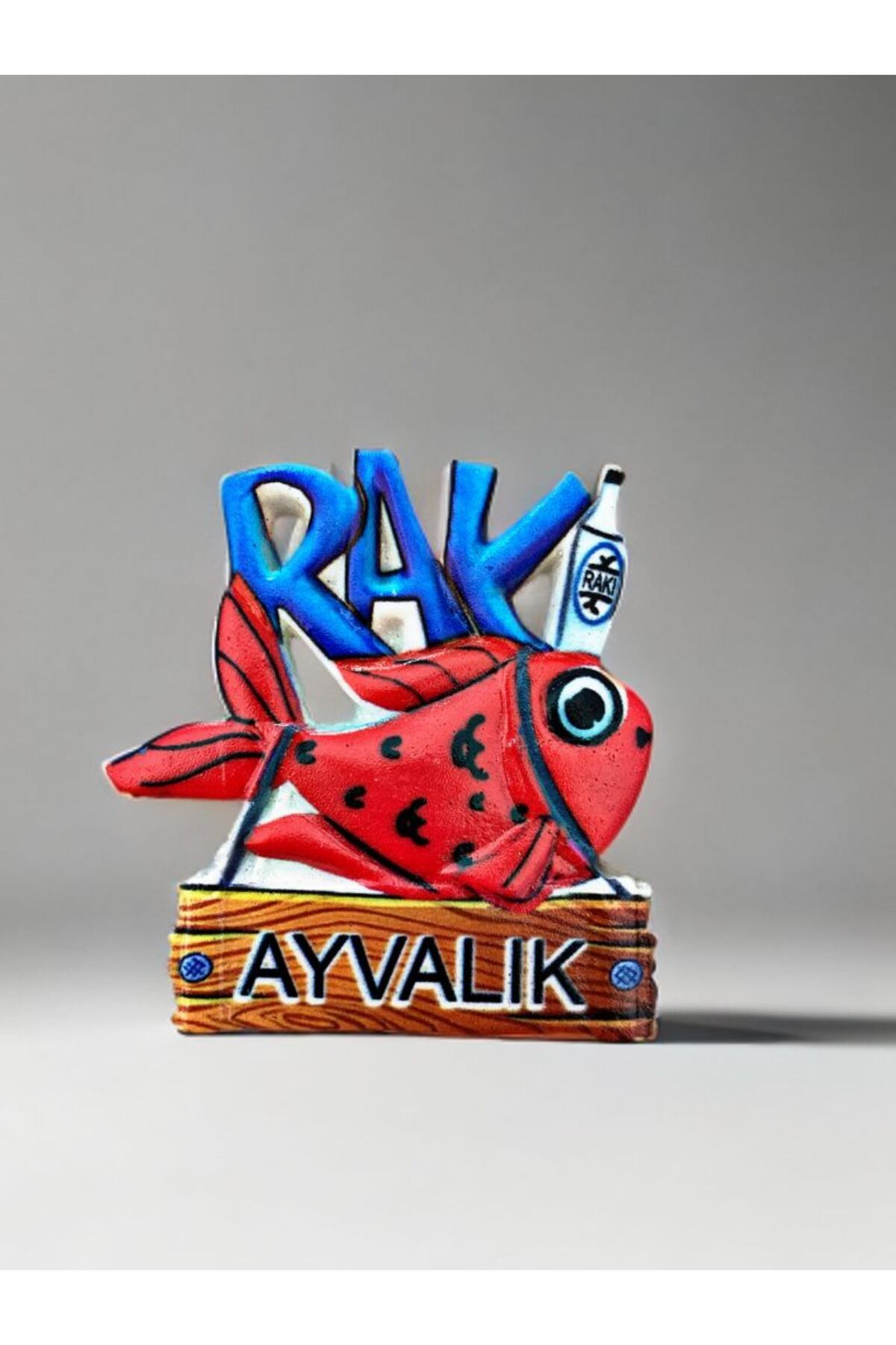 Home Rakı Balık Ayvalık Yazılı Polyester Magnet 5,5 cm x 6,5 cm ebat