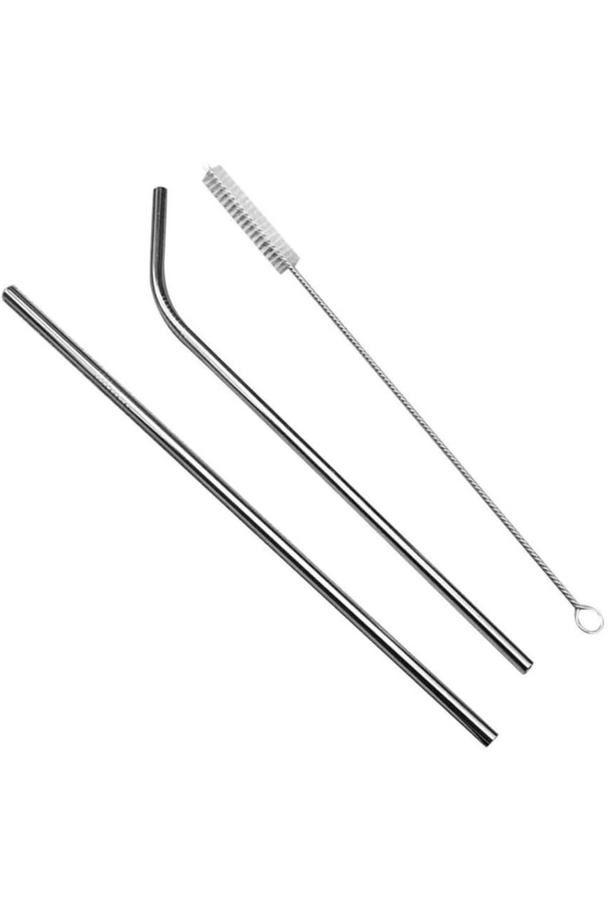 Mena Rise TuonShop Paslanmaz Çelik Pipet, Temizleme Fırçası, Metal Pipet 2'li 1122991
