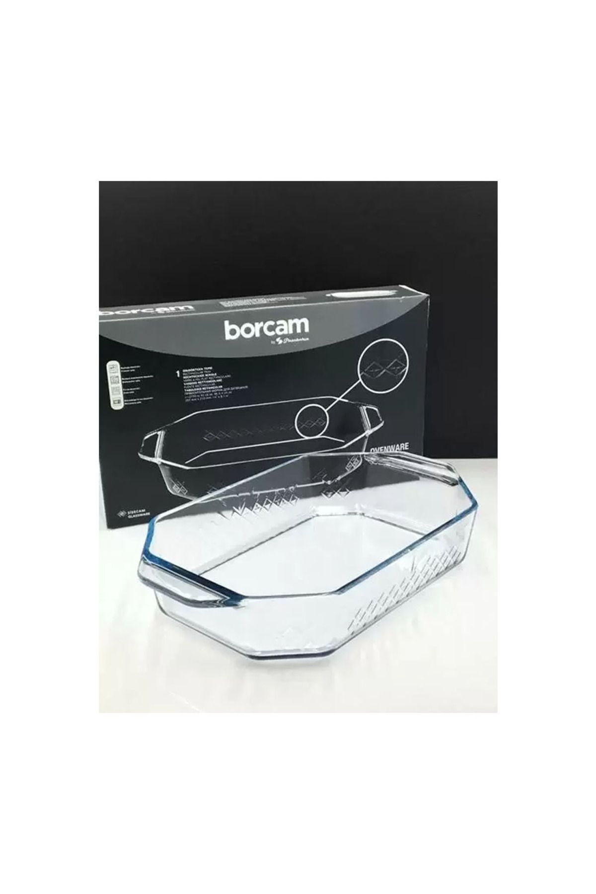 Paşabahçe Borcam Dikdörtgen Tepsi, Kulplu 36X21Cm