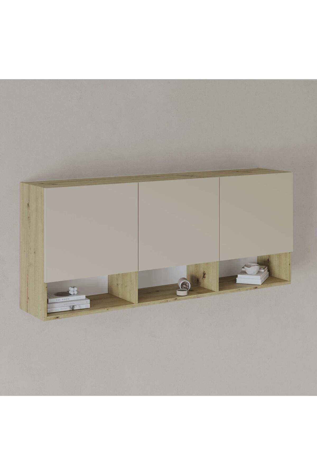haaus.ro Dulap Suspendat Haaus Malmo, 3 Usi, Stejar Artisan/argila, 144 X 27 X 60 Cm - One Size