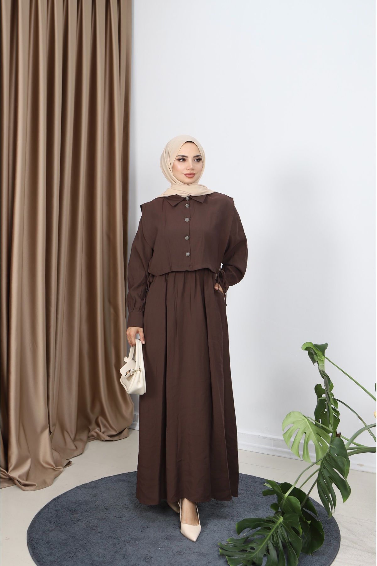 NİSUM MODA GÖMLEKLİ MODAL ELBİSE