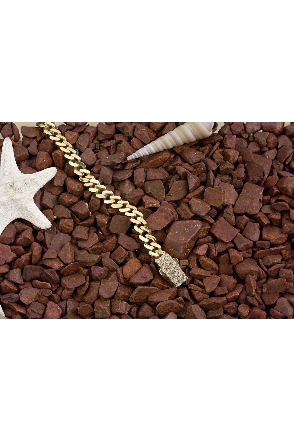 THE SILVER JEWELRY 11mm 18K altın kaplama gurmet bileklik