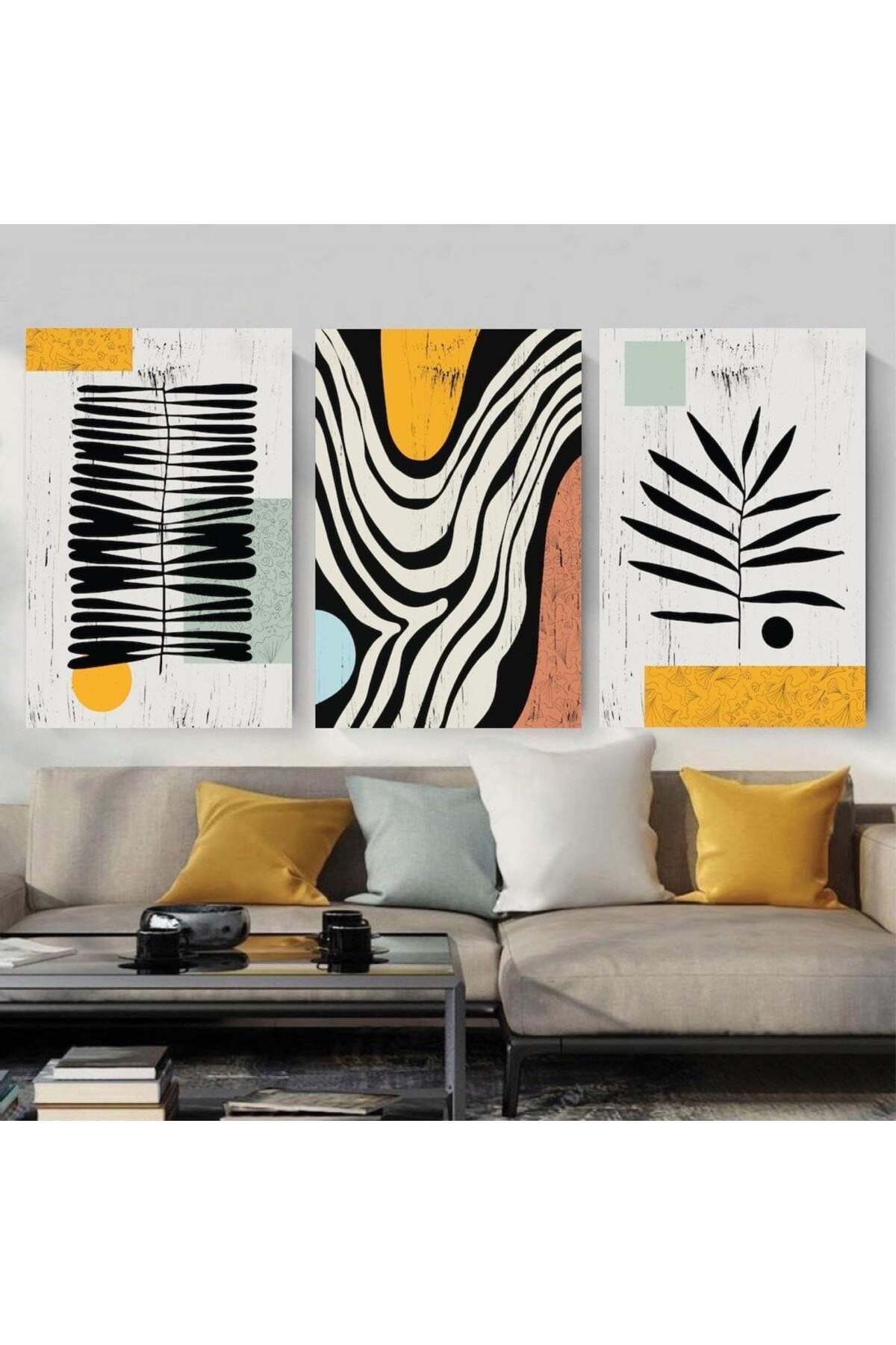 4gdran-Three modern canvas paintings with abstract painting design with hidden wooden frame 1