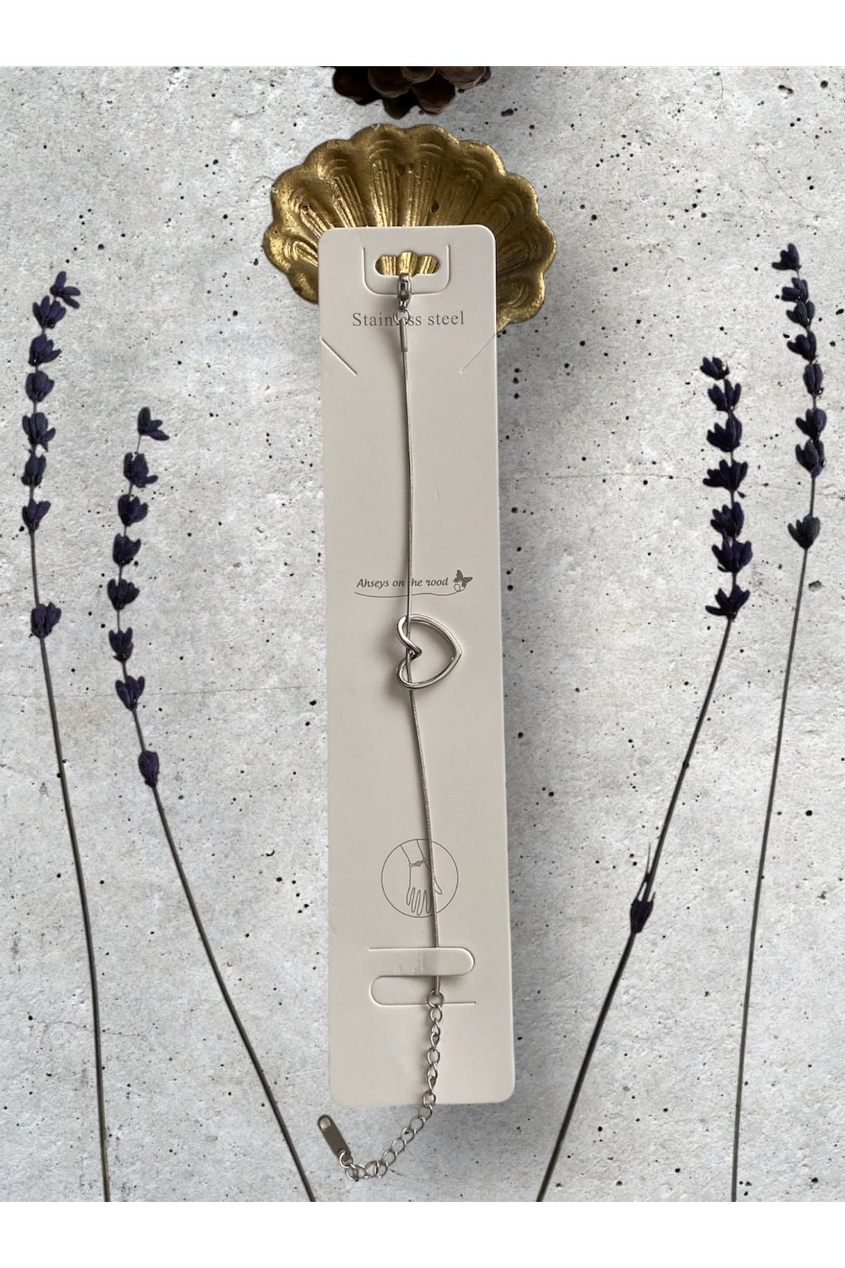 Style Accesories Gümüş Kalp Desenli Çelik Bileklik