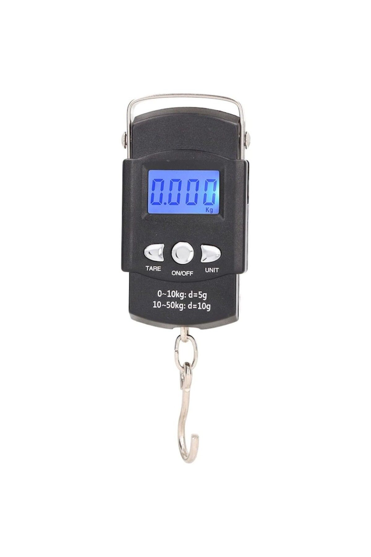 OEM-Digital Hand Scale with Hook, Portable Handle, Capacity 50 kg, with Built-In Measuring Tape, Black 2