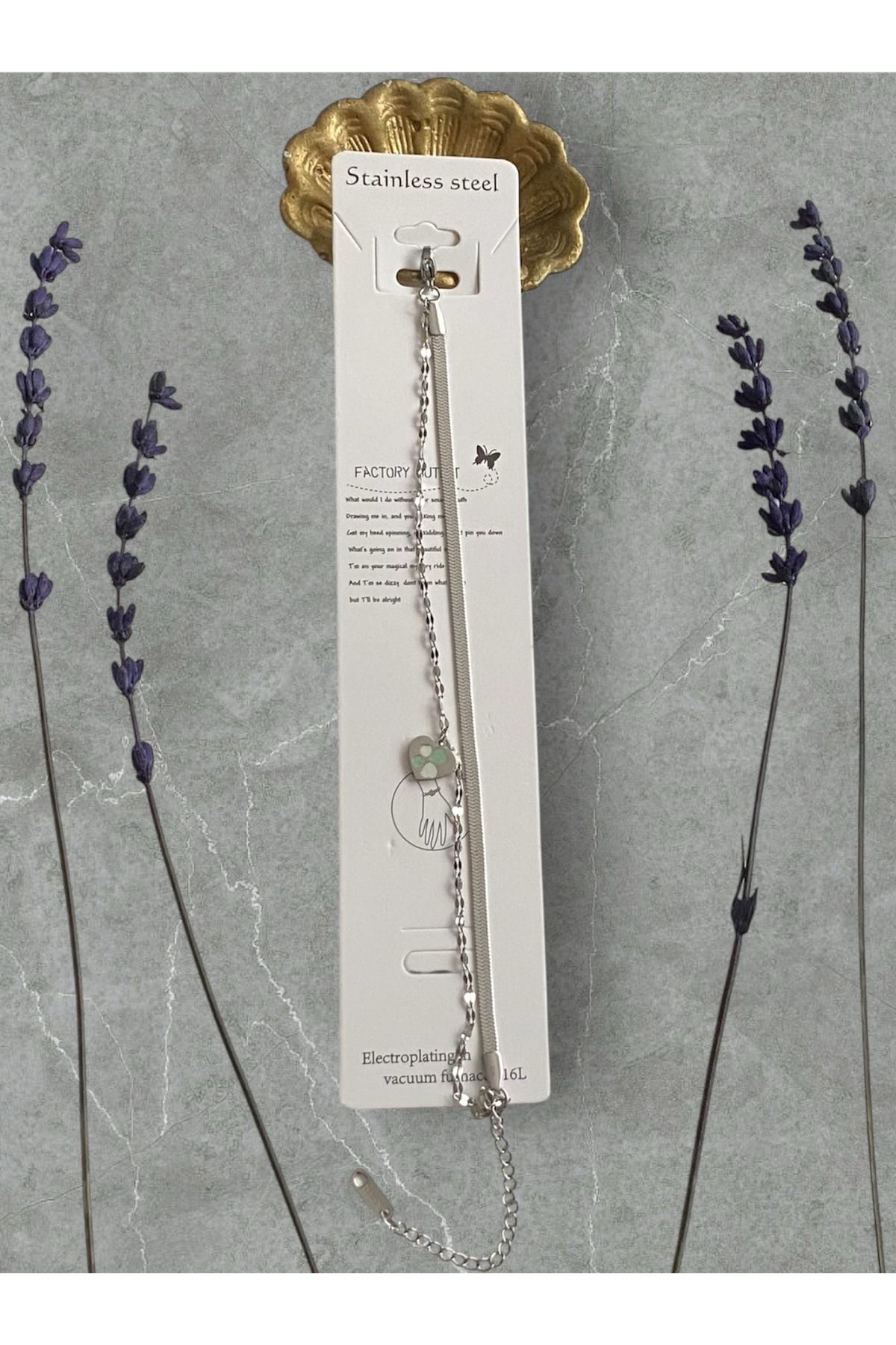 Style Accesories Gümüş Kalp Desenli Çelik Bileklik