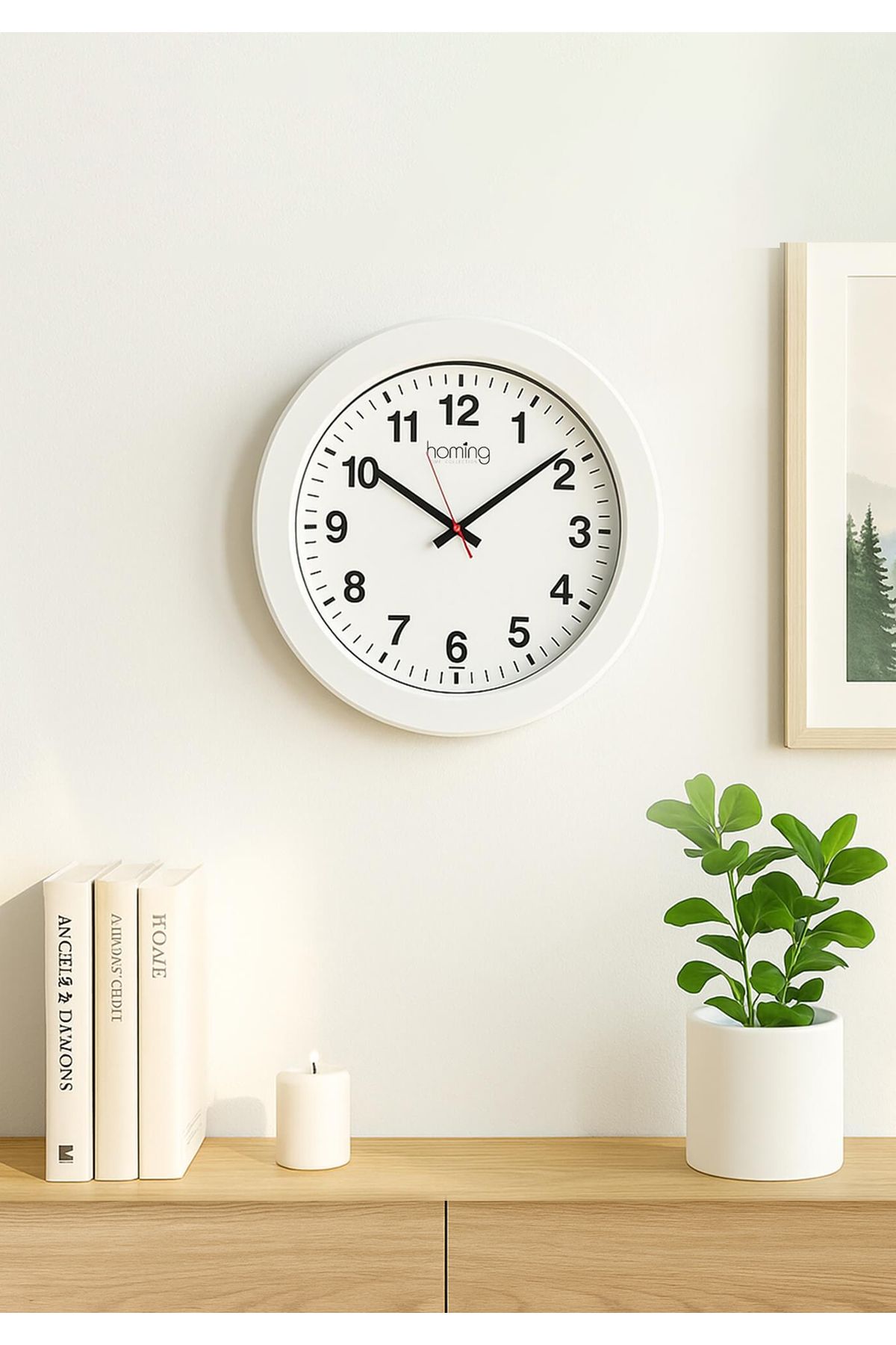 HOMİNG Homing Brook Beyaz Çerçeve Modern Duvar Saati 242055