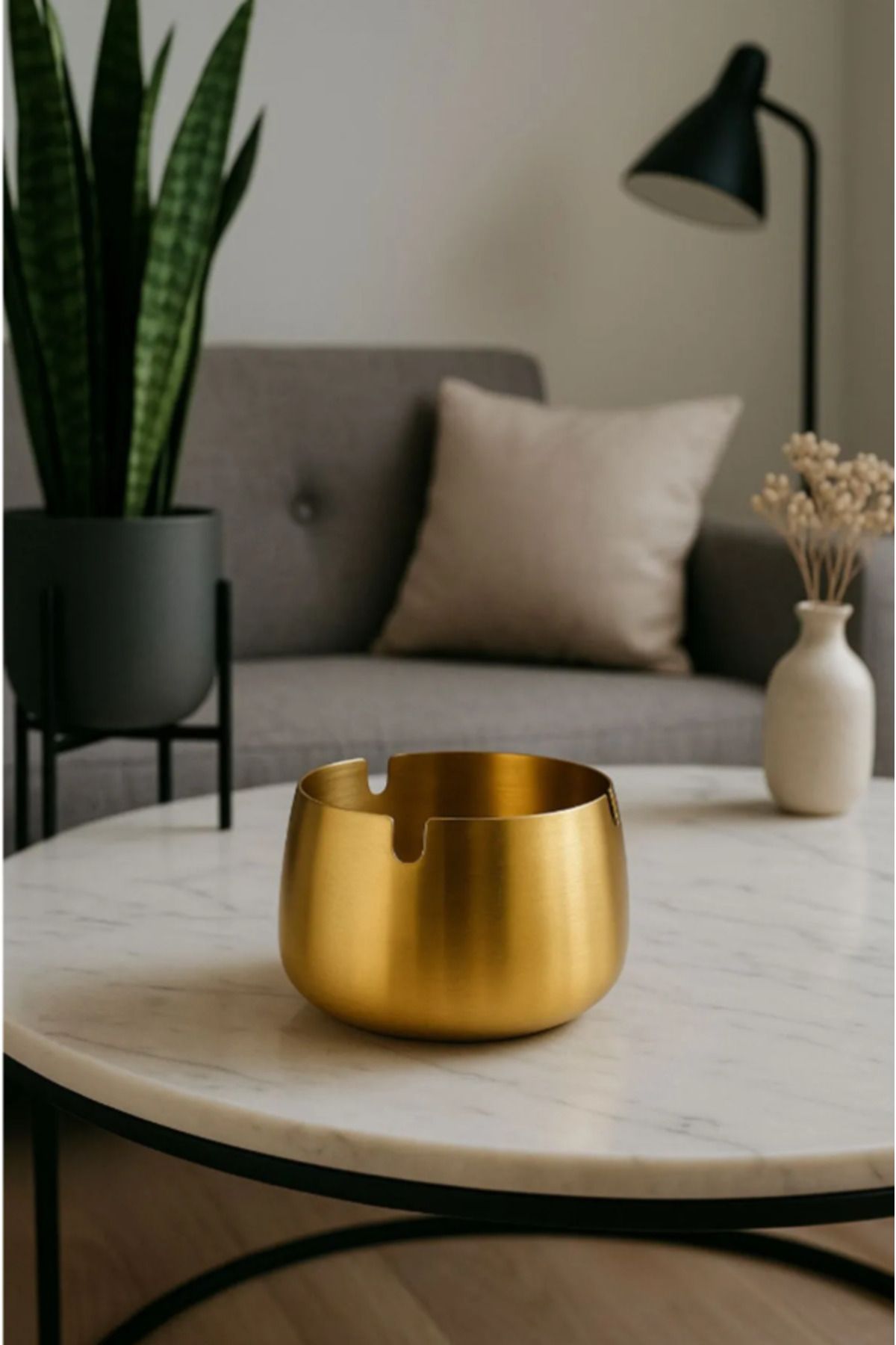 TUMU LIFE Gold Renk Metal Küllük Modern Tasarım Şık ve Zarif Küllük Gold Kül Tablası