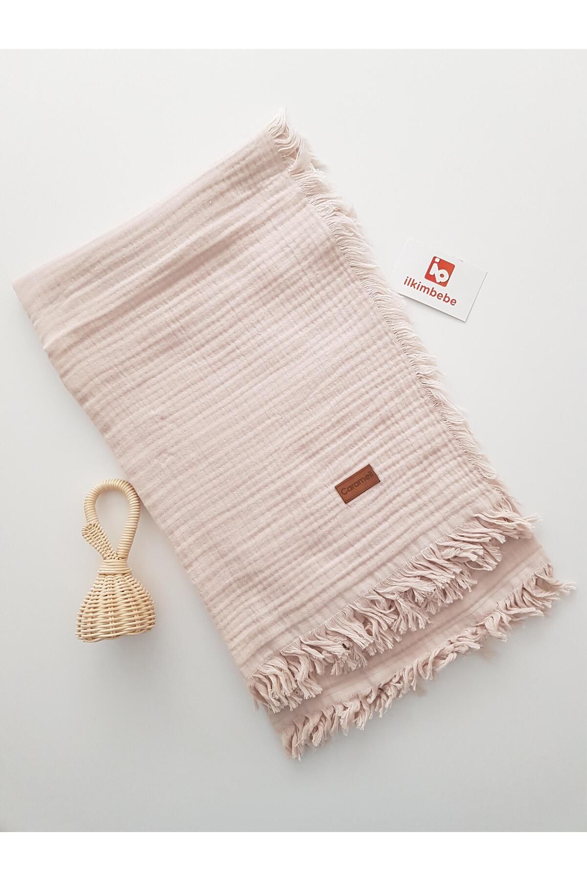 ilkimbebe Püsküllü Çift Katlı Müslin Bebek Battaniyesi 120x120