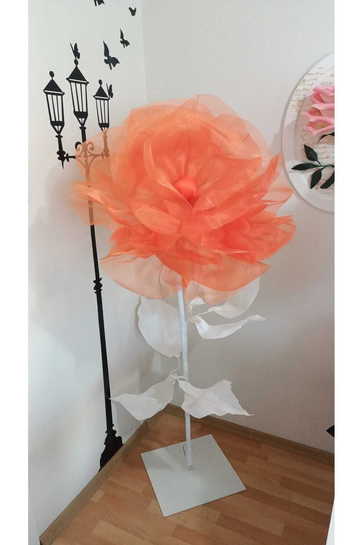 Rose bloome Dev tül çiçek turuncu