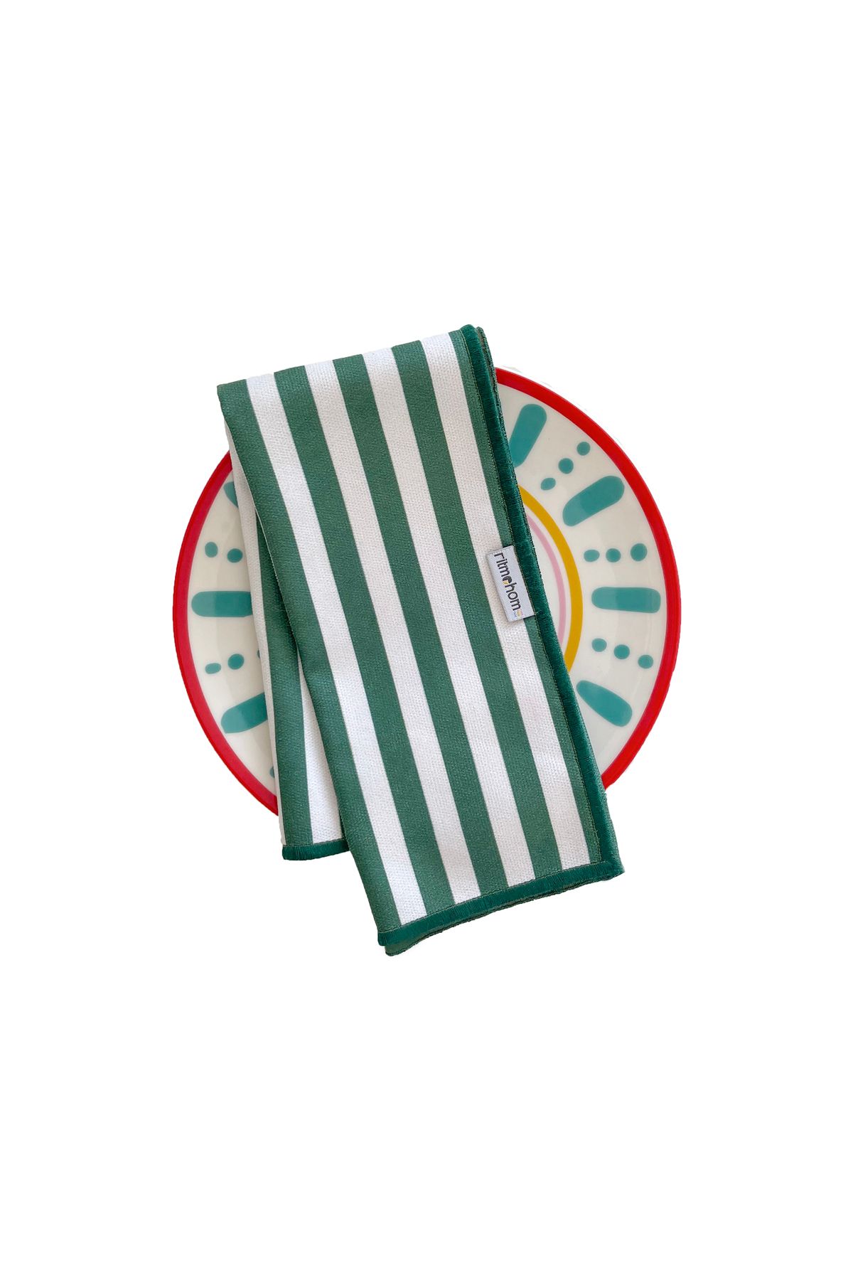 RİTMOHOME Etnik, Çizgili, Baskılı, Renkli, Kenar Biyeli Kumaş Servis Sunum Peçetesi Büyük Boy 40x40 (2 ADET)